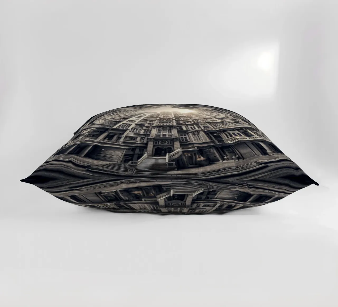 Sphere 062 - Surreal Monochrome Circular Architecture cuscino da Spheres