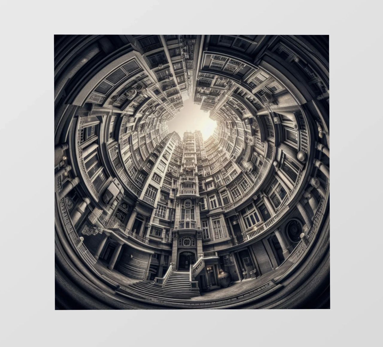 Sphere 062 - Surreal Monochrome Circular Architecture pellicola backlit da Spheres