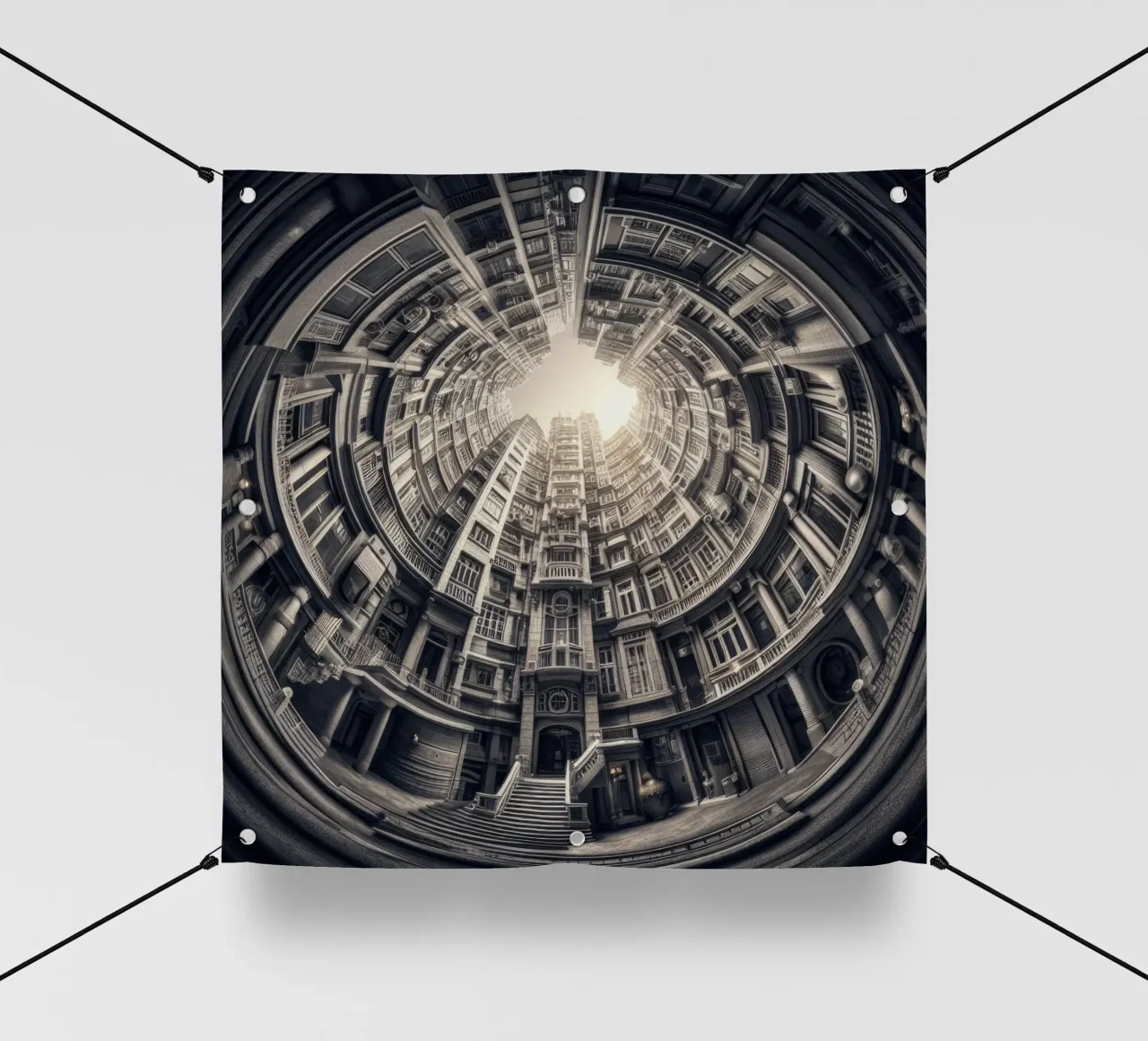 Sphere 062 - Surreal Monochrome Circular Architecture telo in pvc da Spheres