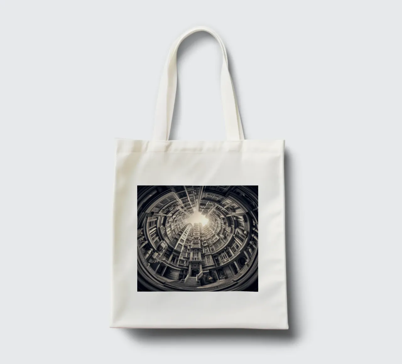 Sphere 062 - Surreal Monochrome Circular Architecture borsa in juta da Spheres