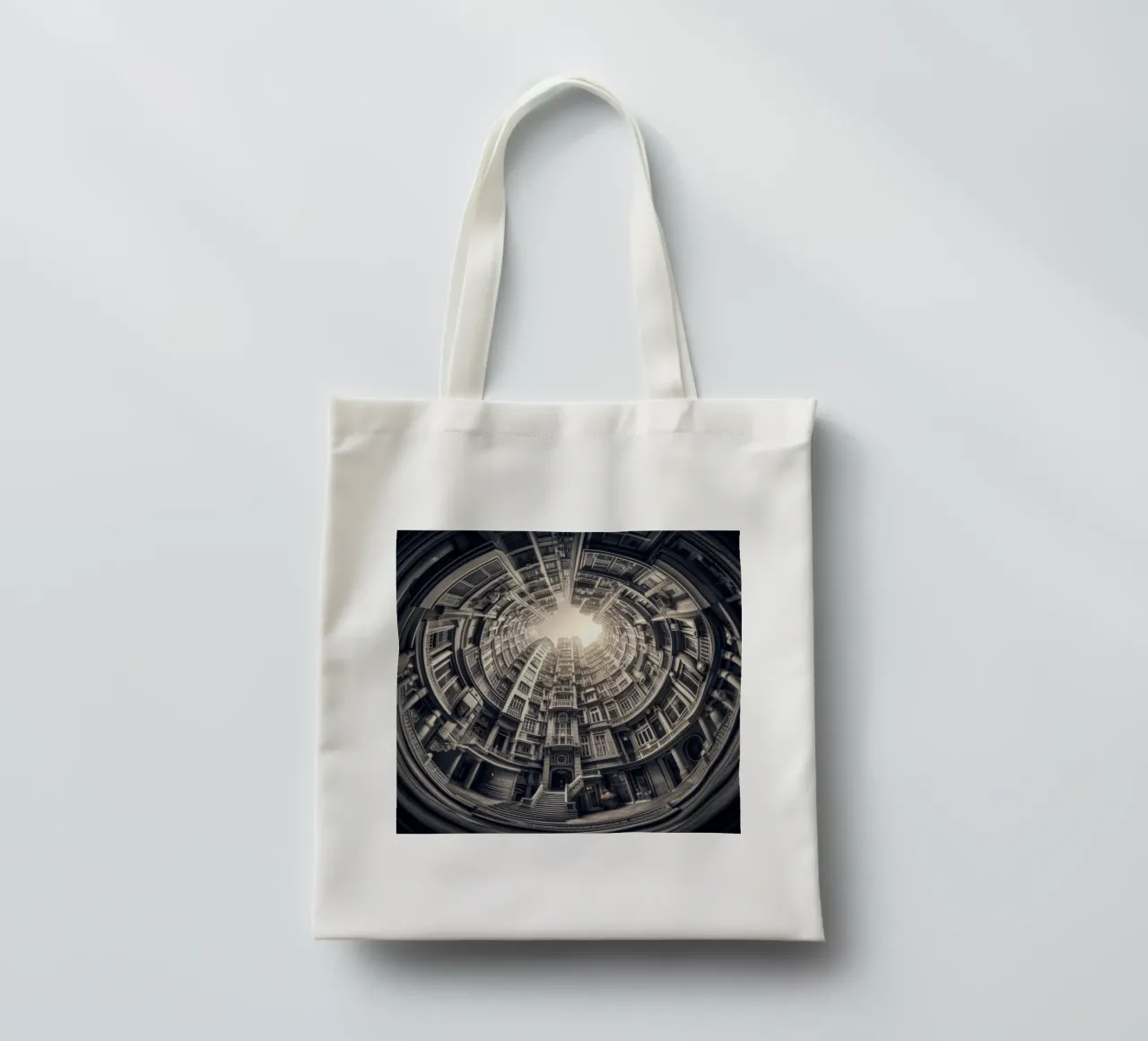 Sphere 062 - Surreal Monochrome Circular Architecture borsa in juta da Spheres