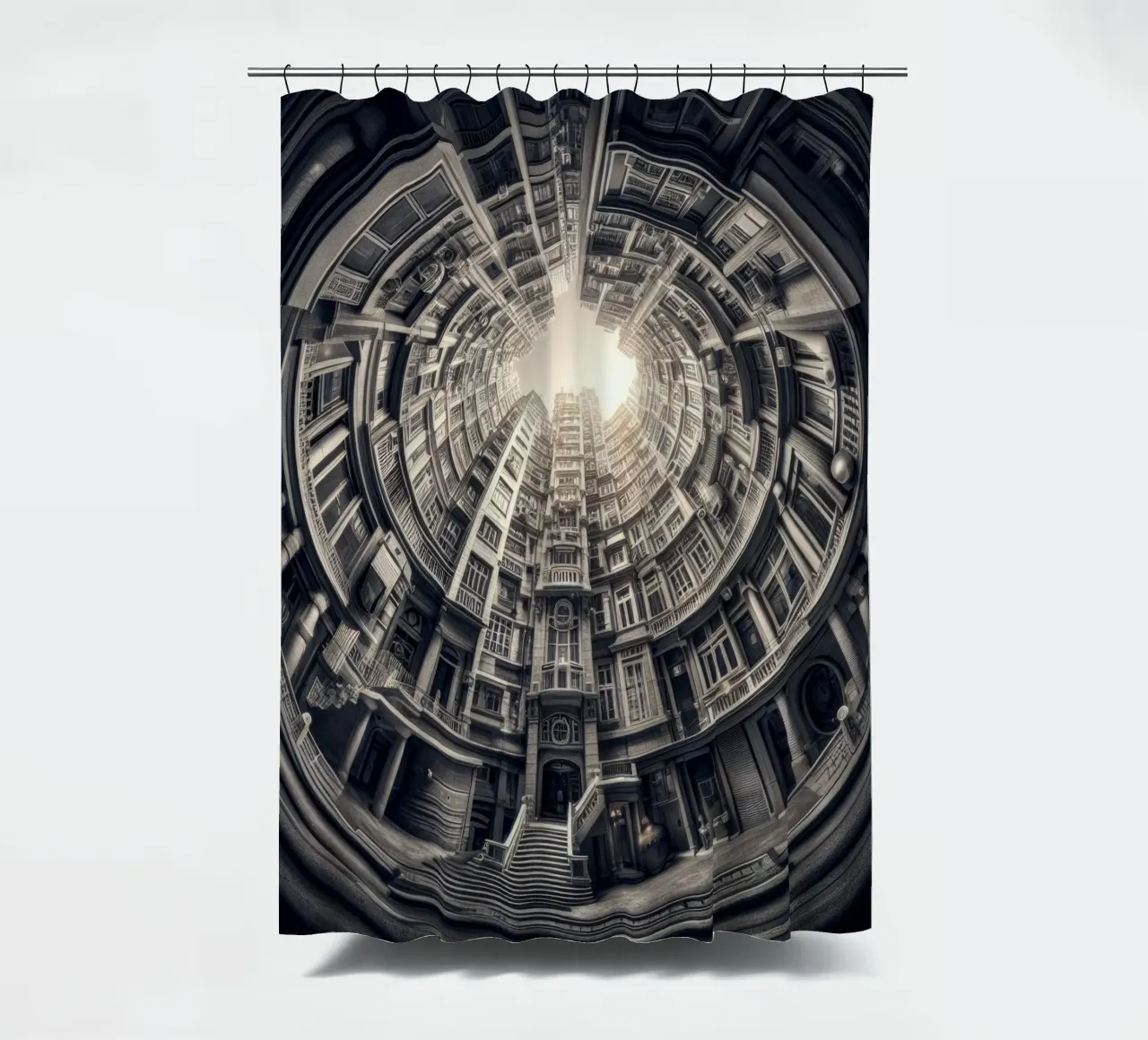Sphere 062 - Surreal Monochrome Circular Architecture Duschvorhang von Spheres