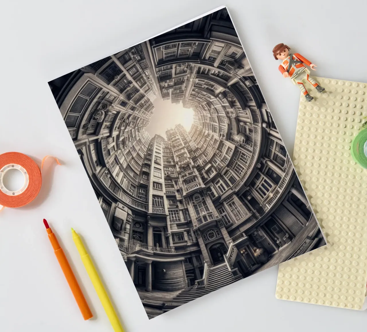 Sphere 062 - Surreal Monochrome Circular Architecture notebook by Spheres