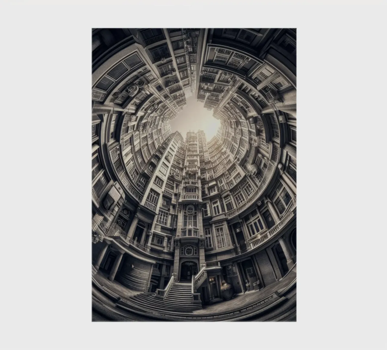 Sphere 062 - Surreal Monochrome Circular Architecture notebook by Spheres