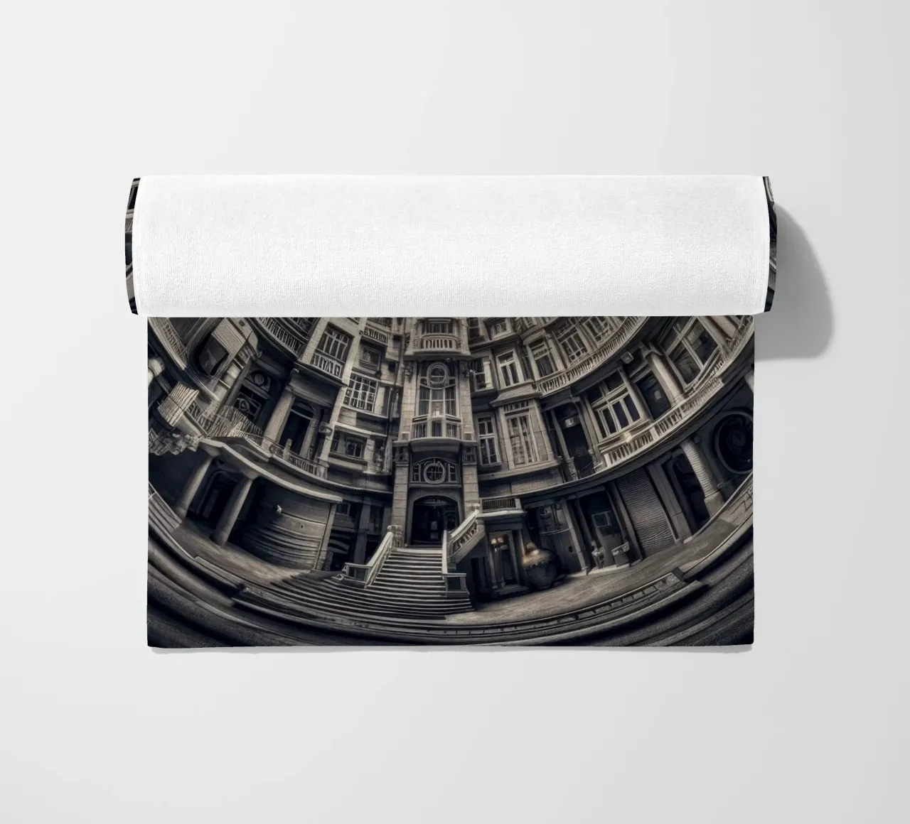 Sphere 062 - Surreal Monochrome Circular Architecture Strandtuch von Spheres