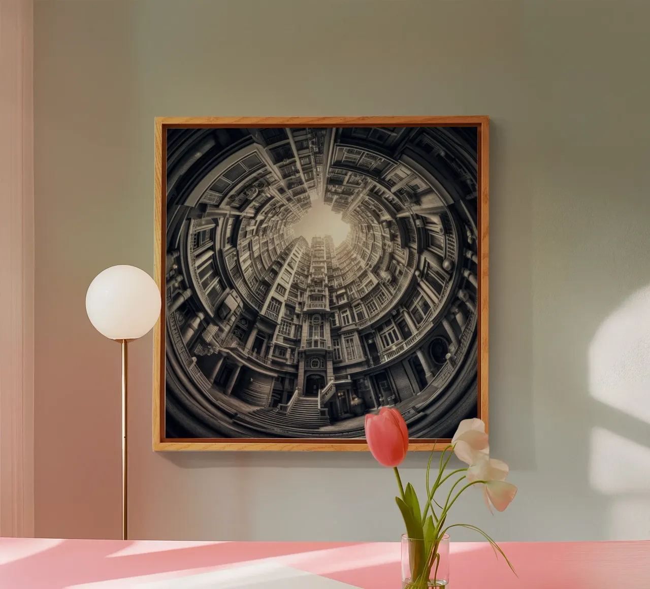 Sphere 062 - Surreal Monochrome Circular Architecture plexiglas de Spheres