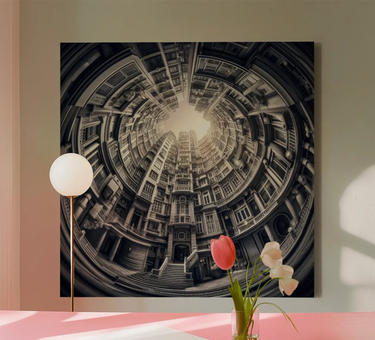 Sphere 062 - Surreal Monochrome Circular Architecture tela da Spheres