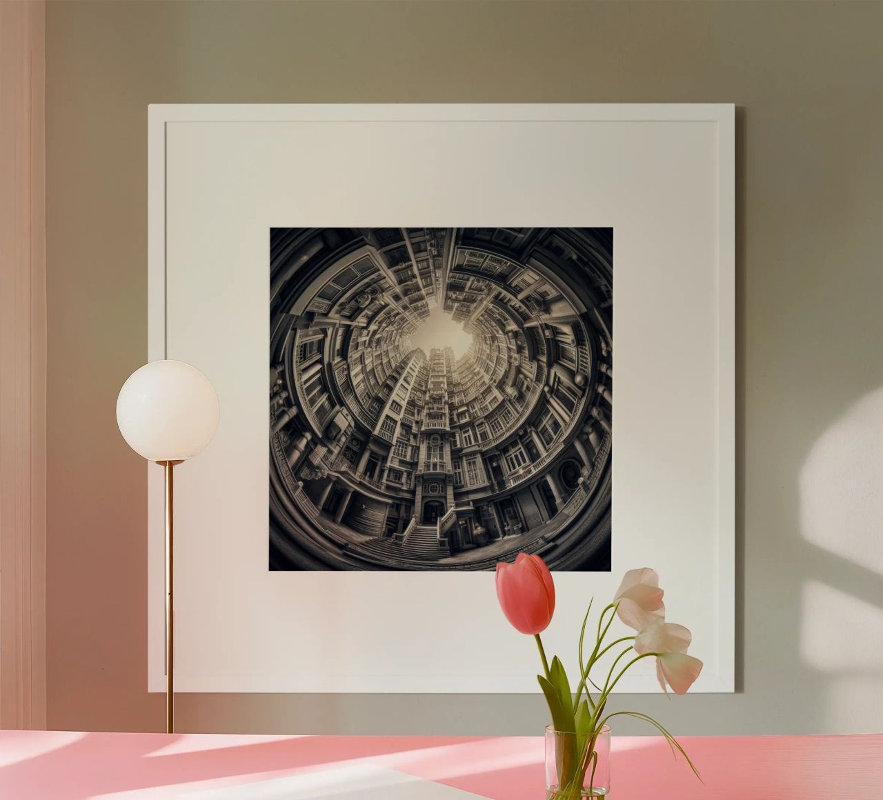 Sphere 062 - Surreal Monochrome Circular Architecture poster da Spheres