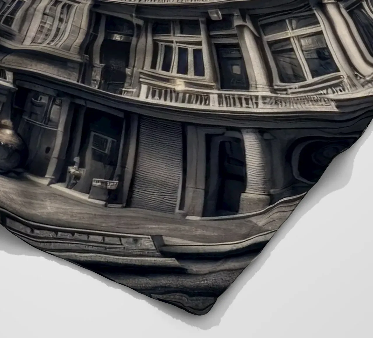 Sphere 062 - Surreal Monochrome Circular Architecture coperta in pile da Spheres