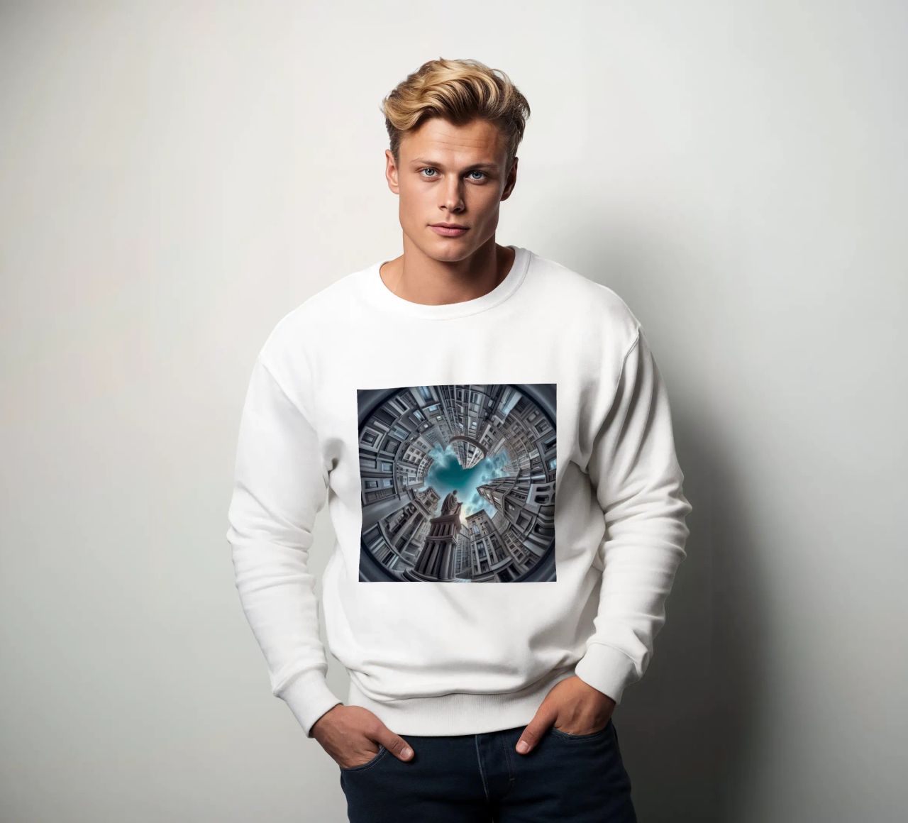 Sphere 063 - Surreal Circular Architecture With Statue sweatshirt by Spheres