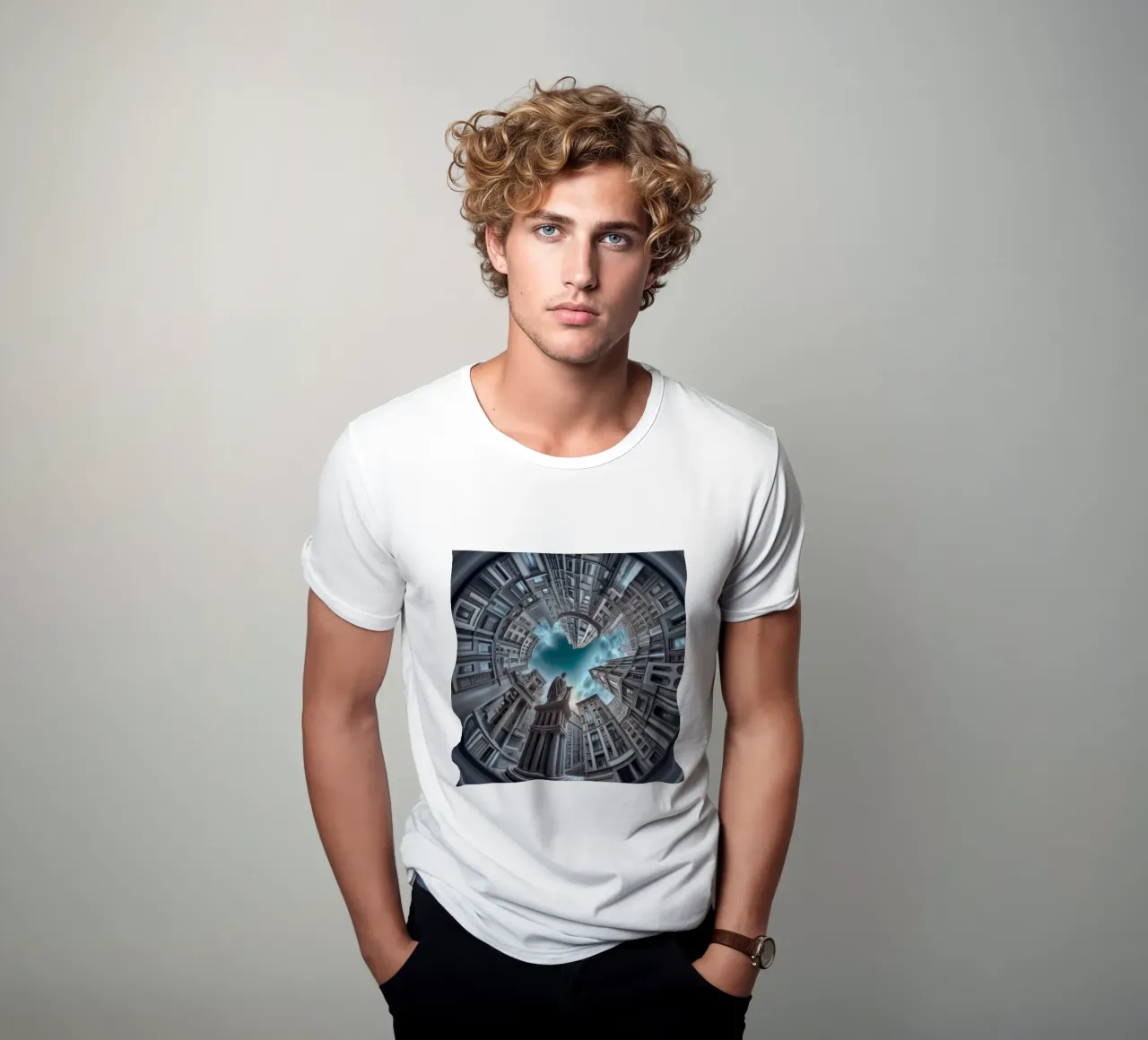 Sphere 063 - Surreal Circular Architecture With Statue T-Shirt von Spheres