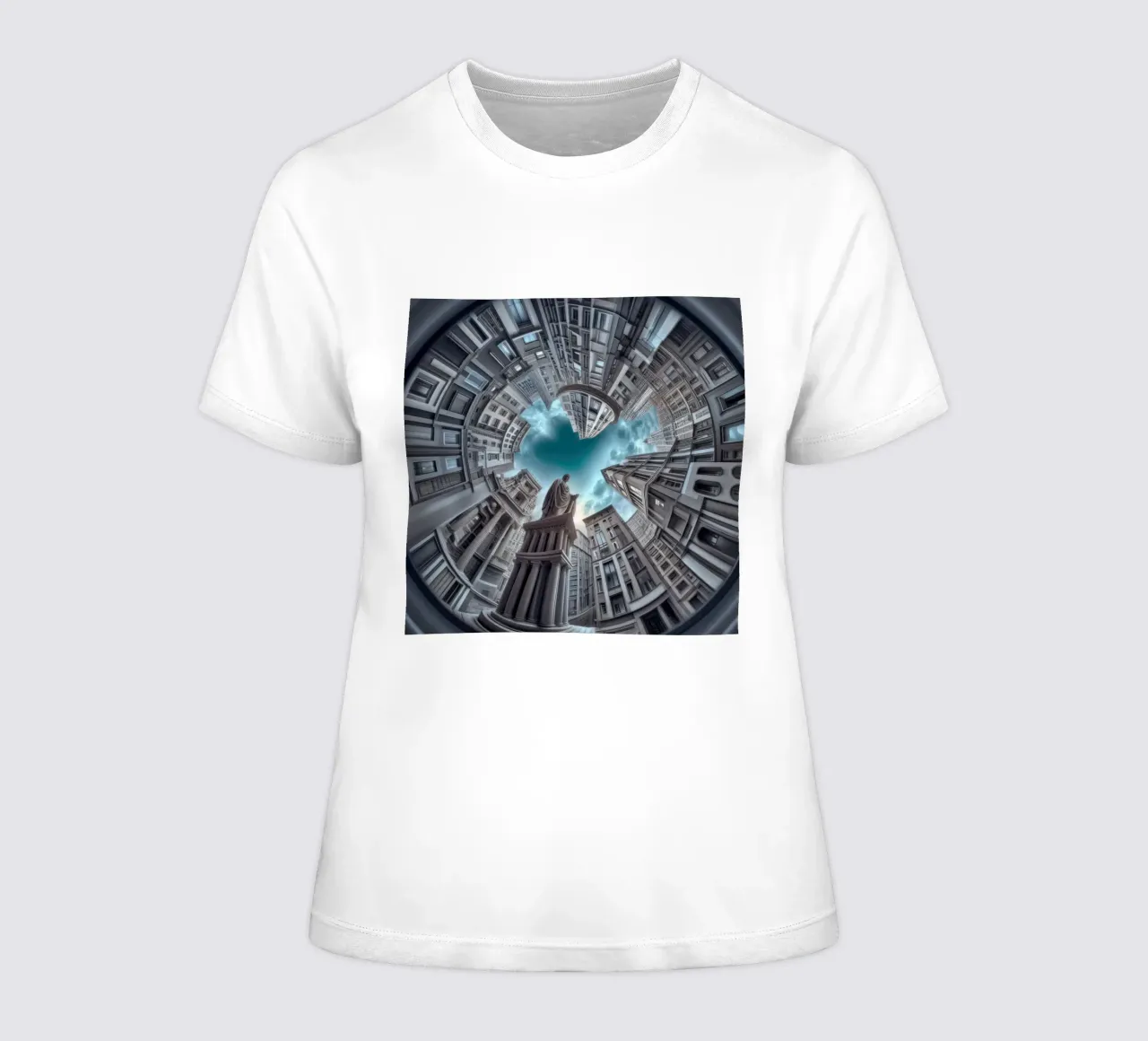 Sphere 063 - Surreal Circular Architecture With Statue Frauen T-Shirt von Spheres