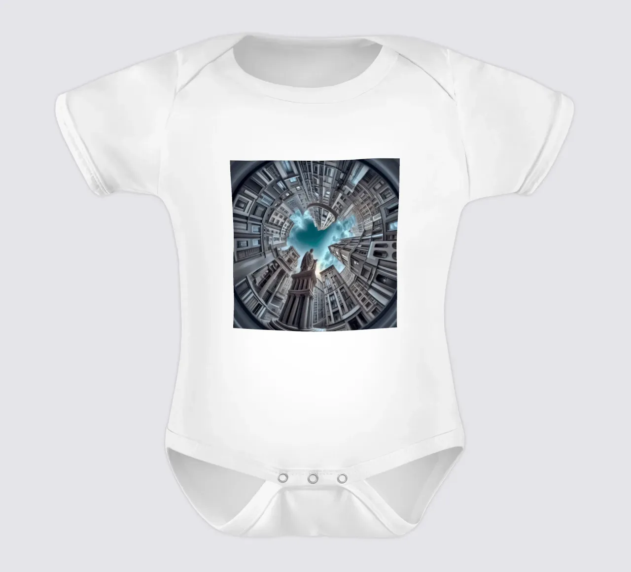 Sphere 063 - Surreal Circular Architecture With Statue short-sleeve baby romper by Spheres