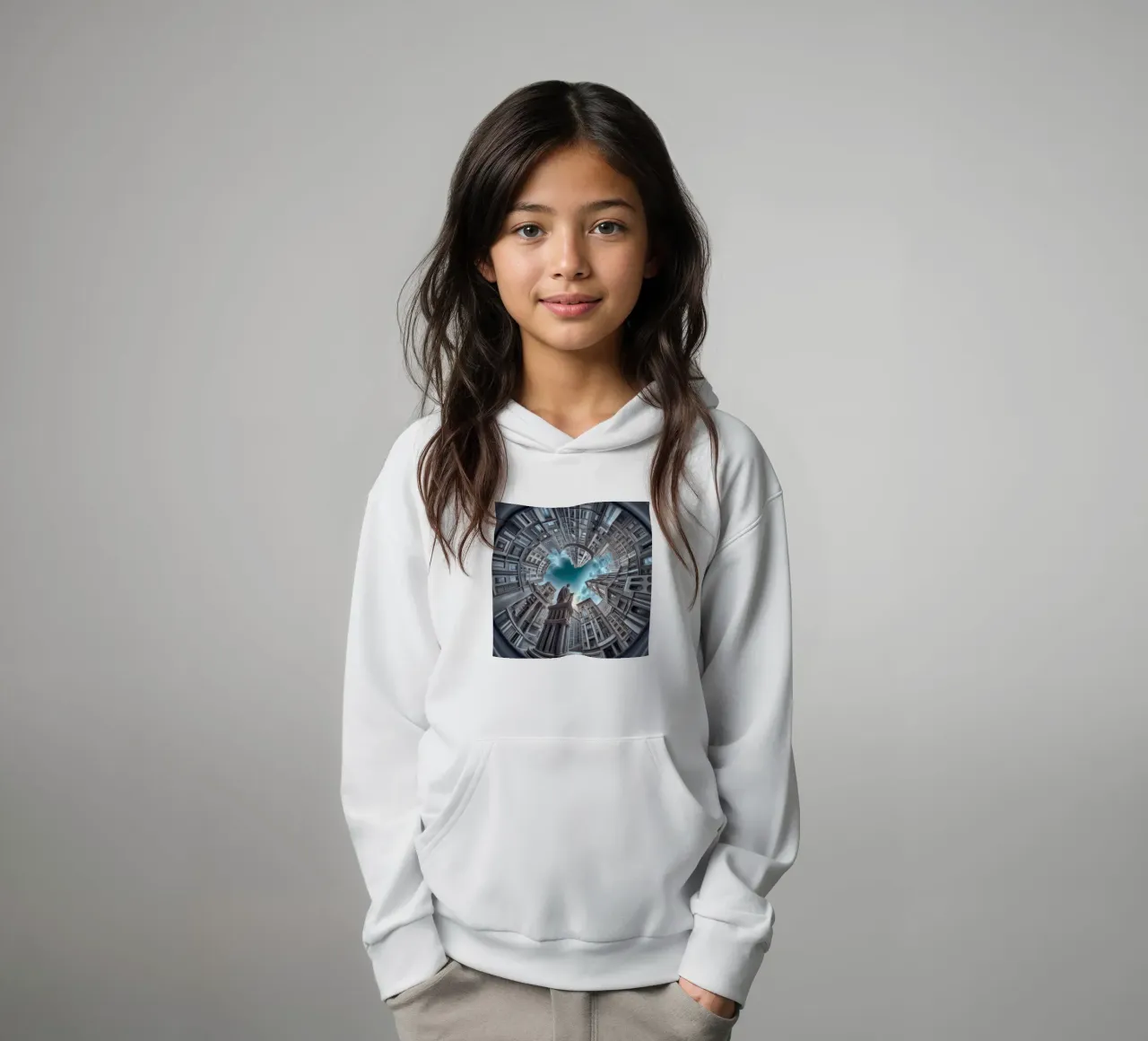 Sphere 063 - Surreal Circular Architecture With Statue felpa bambino con cappuccio da Spheres