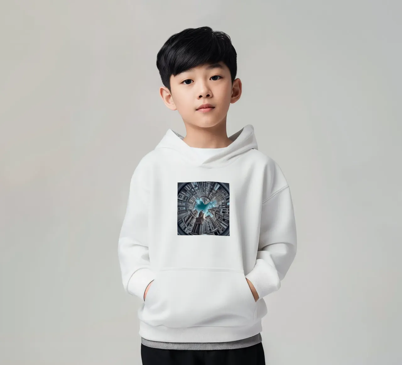 Sphere 063 - Surreal Circular Architecture With Statue felpa bambino con cappuccio da Spheres