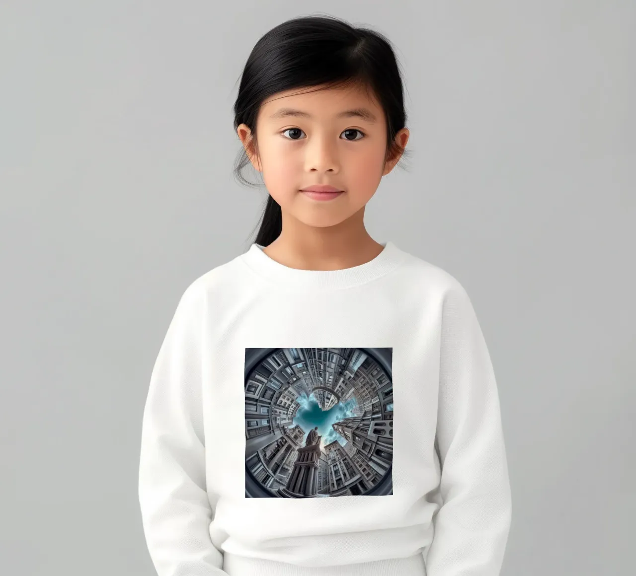 Sphere 063 - Surreal Circular Architecture With Statue Kinder Sweatshirt von Spheres