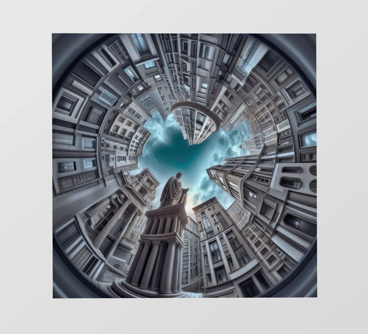 Sphere 063 - Surreal Circular Architecture With Statue pellicola backlit da Spheres