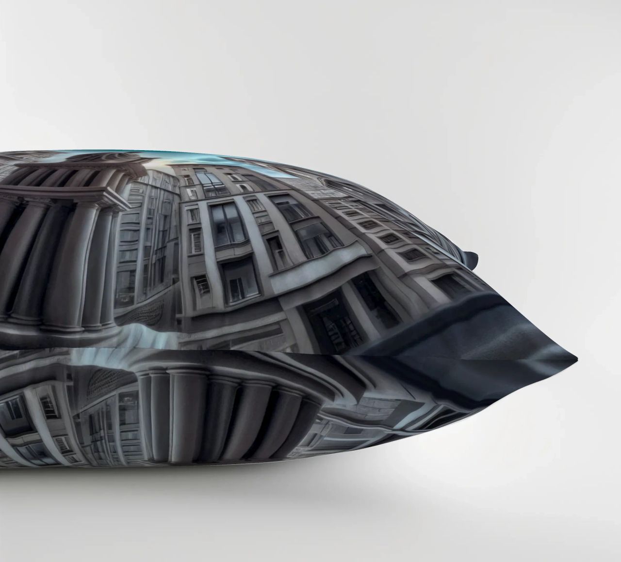 Sphere 063 - Surreal Circular Architecture With Statue cuscino da Spheres