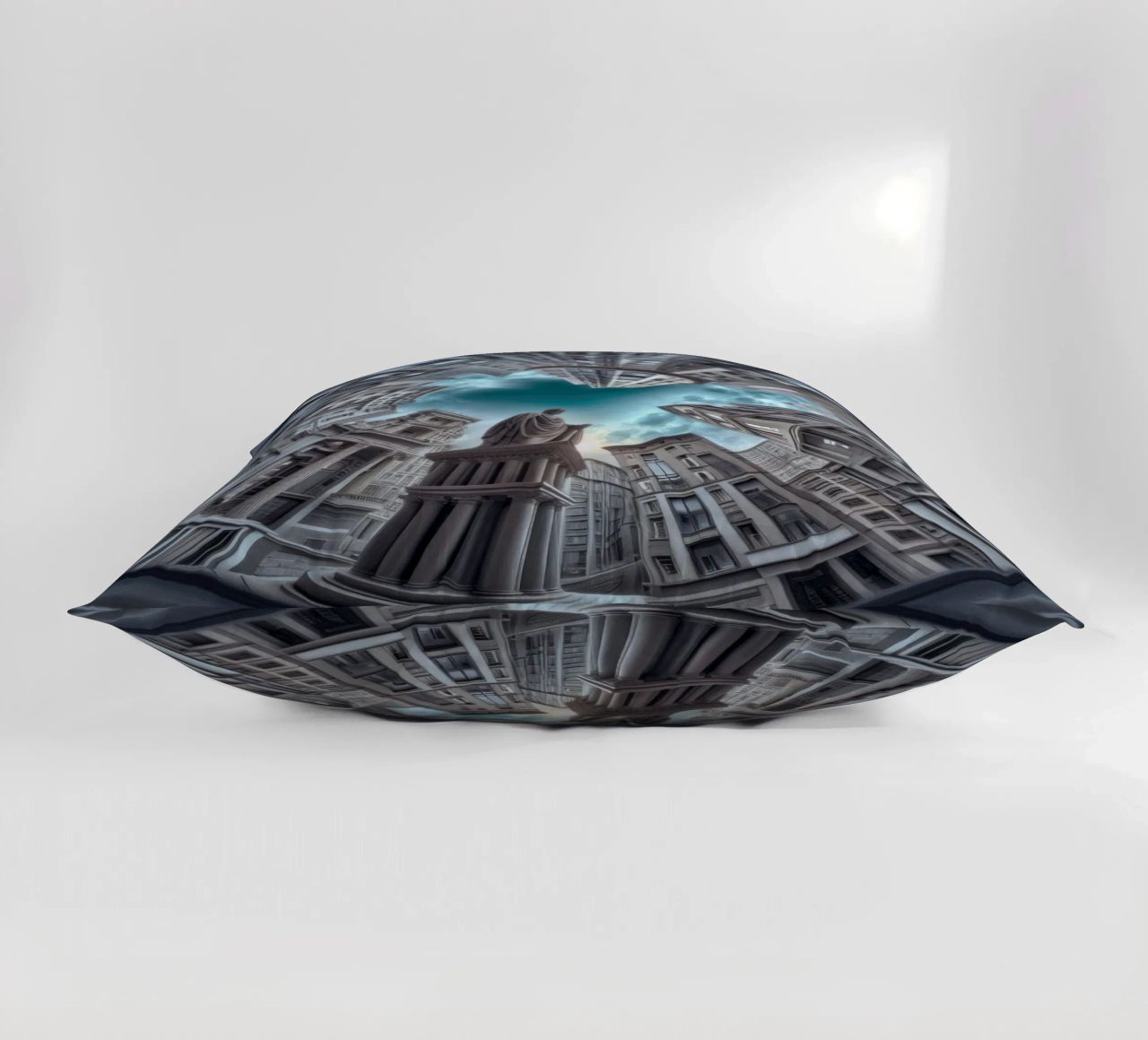 Sphere 063 - Surreal Circular Architecture With Statue cuscino da Spheres