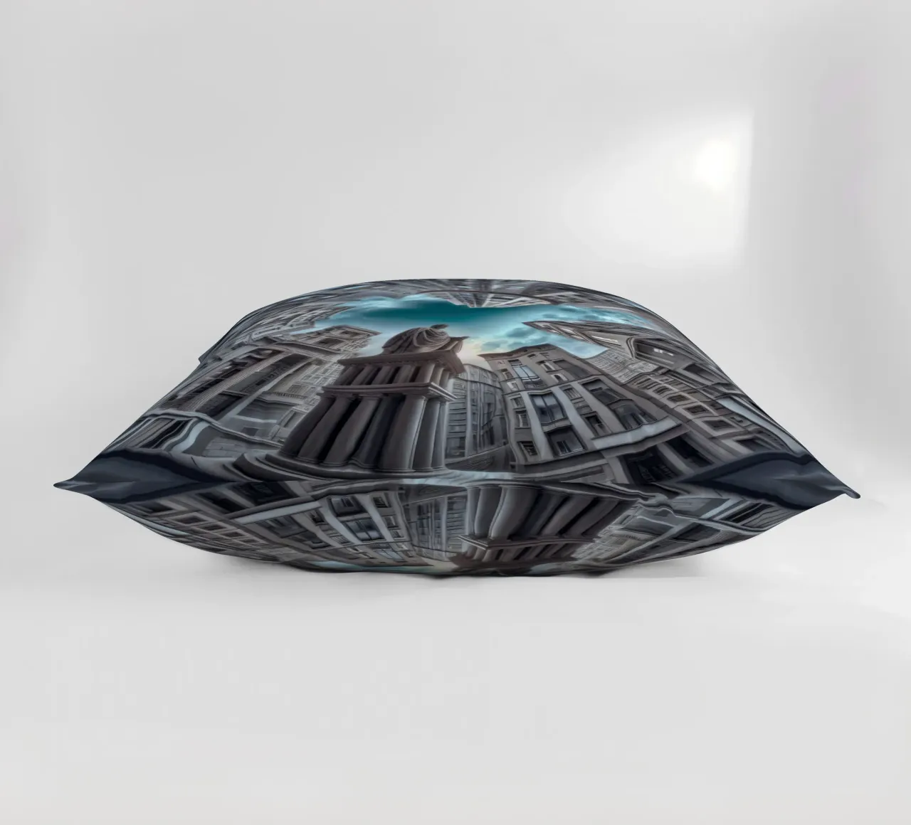 Sphere 063 - Surreal Circular Architecture With Statue cuscino da Spheres