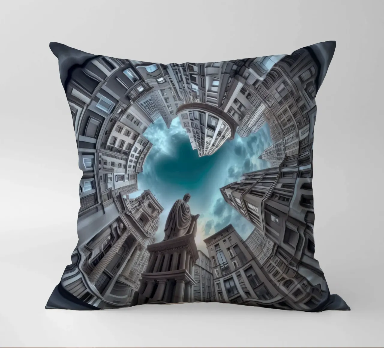 Sphere 063 - Surreal Circular Architecture With Statue Kissen von Spheres