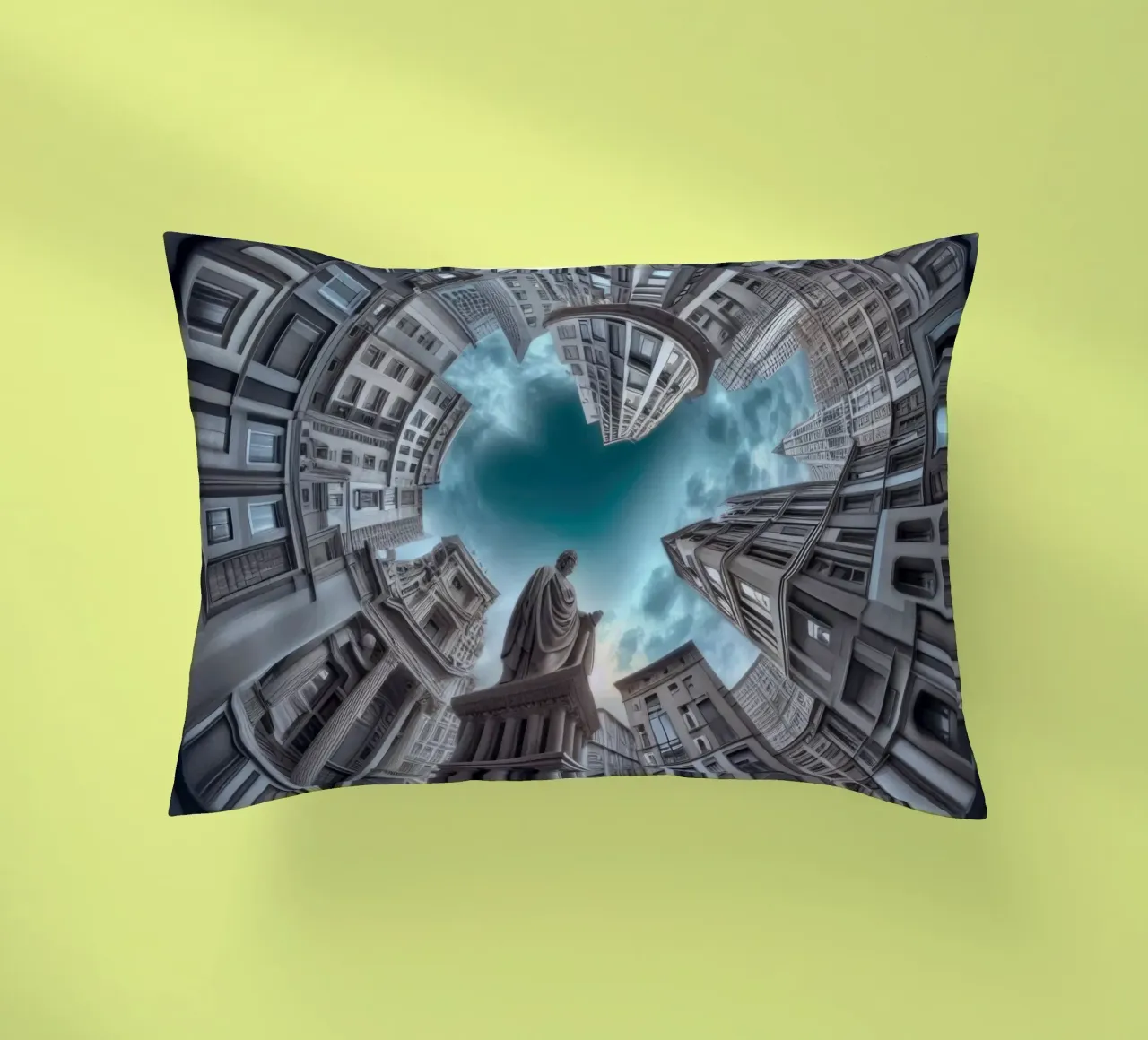 Sphere 063 - Surreal Circular Architecture With Statue Kissen von Spheres