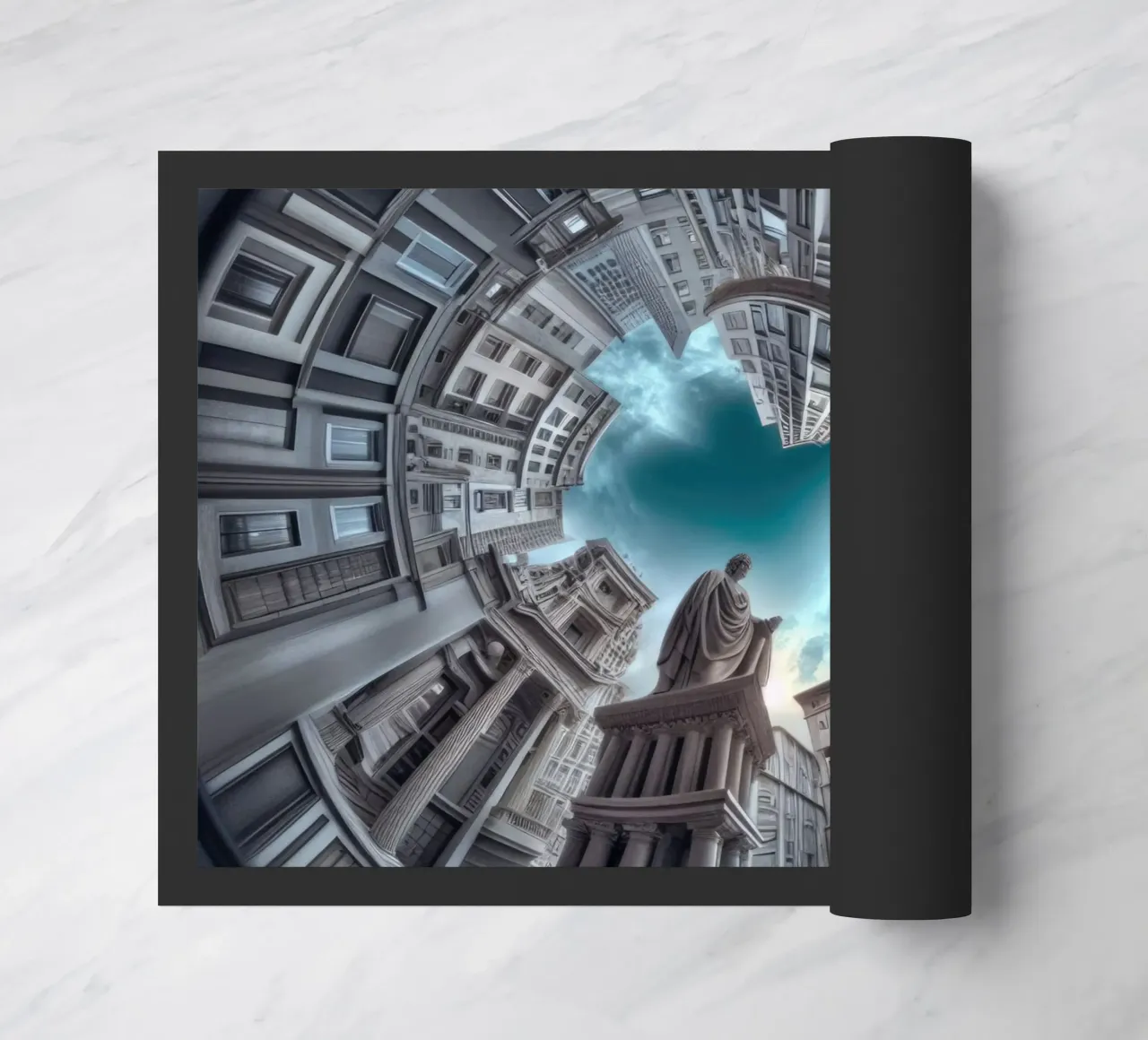 Sphere 063 - Surreal Circular Architecture With Statue paillasson de Spheres