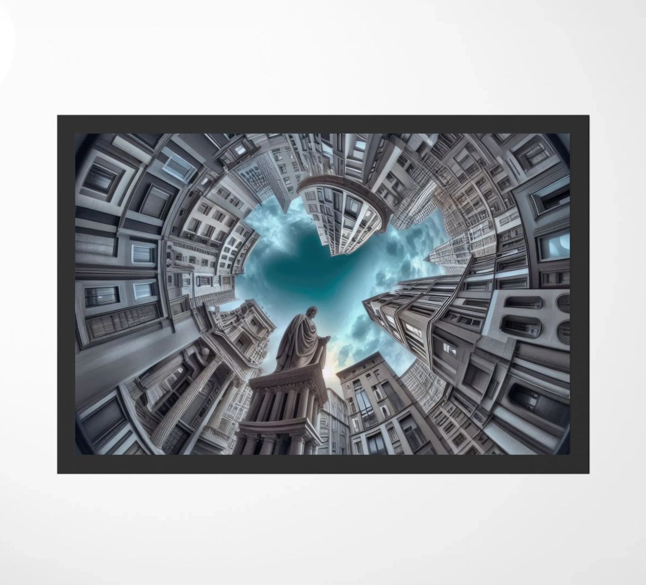 Sphere 063 - Surreal Circular Architecture With Statue doormat by Spheres