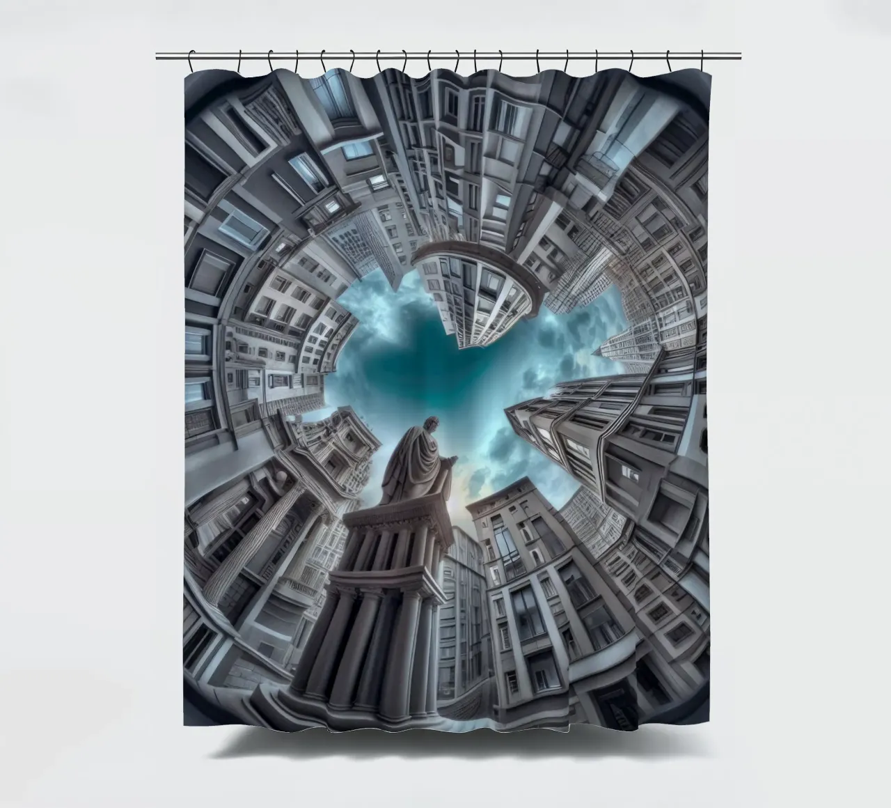 Sphere 063 - Surreal Circular Architecture With Statue rideau de douche de Spheres