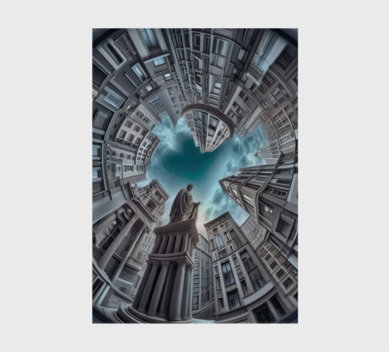 Sphere 063 - Surreal Circular Architecture With Statue notebook by Spheres