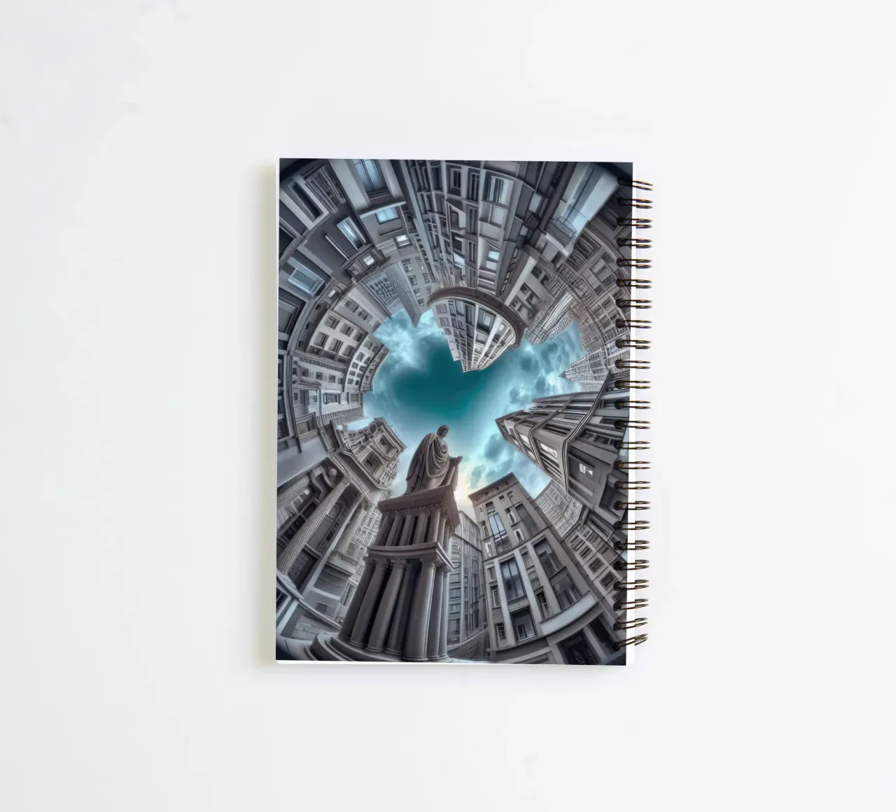 Sphere 063 - Surreal Circular Architecture With Statue spiral notebook by Spheres
