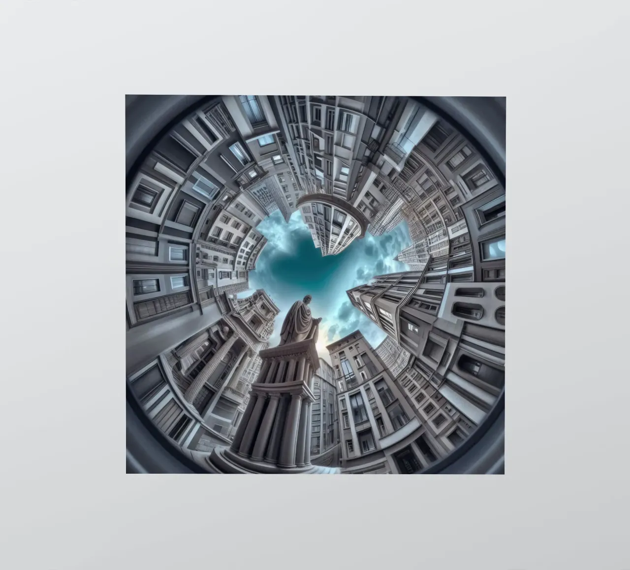 Sphere 063 - Surreal Circular Architecture With Statue adesivo da Spheres