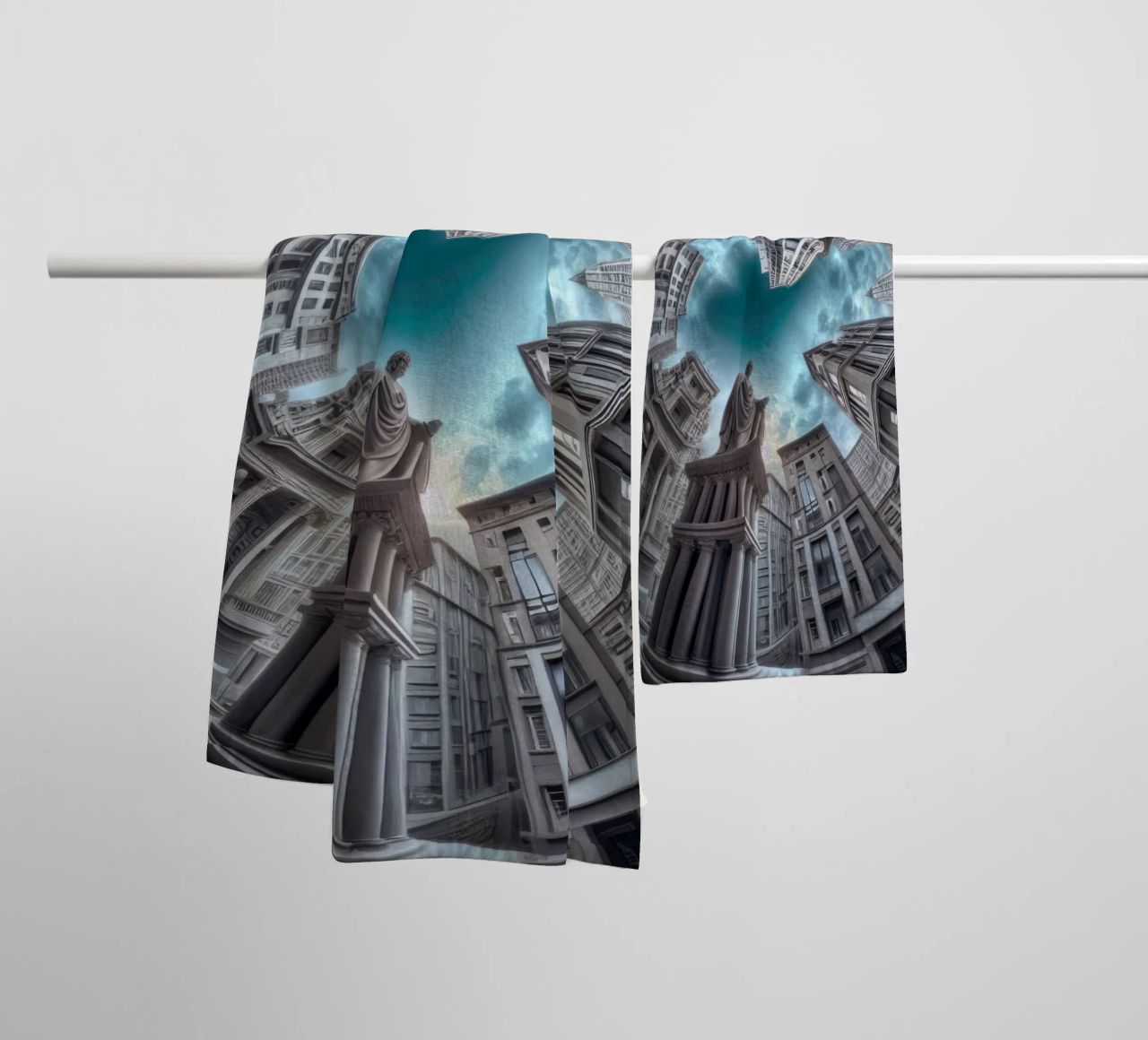 Sphere 063 - Surreal Circular Architecture With Statue towel by Spheres