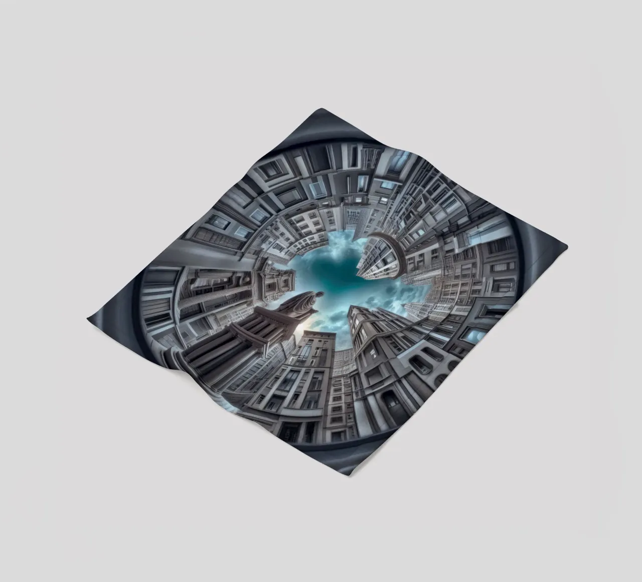 Sphere 063 - Surreal Circular Architecture With Statue coperta in pile da Spheres