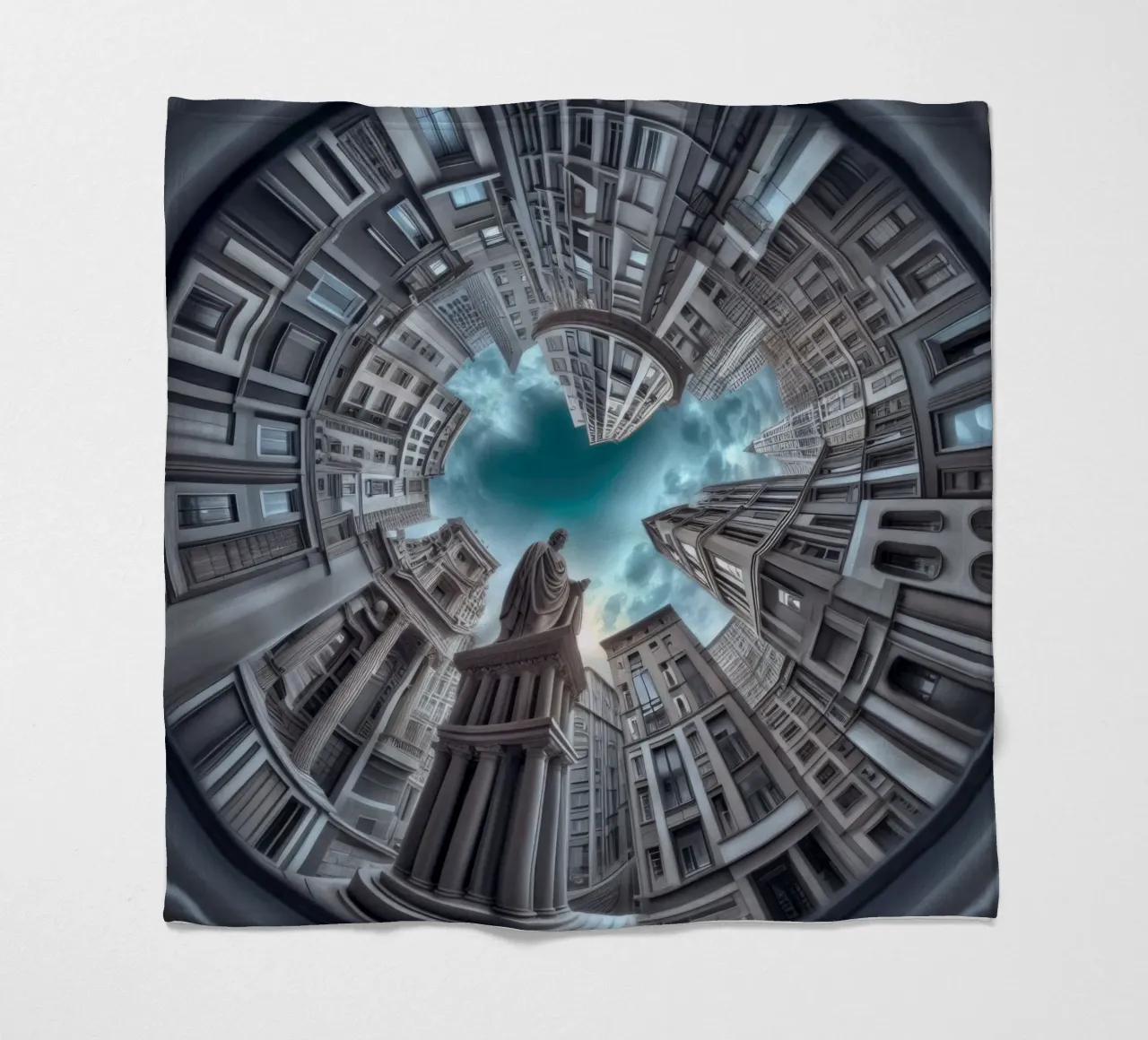 Sphere 063 - Surreal Circular Architecture With Statue coperta in pile da Spheres