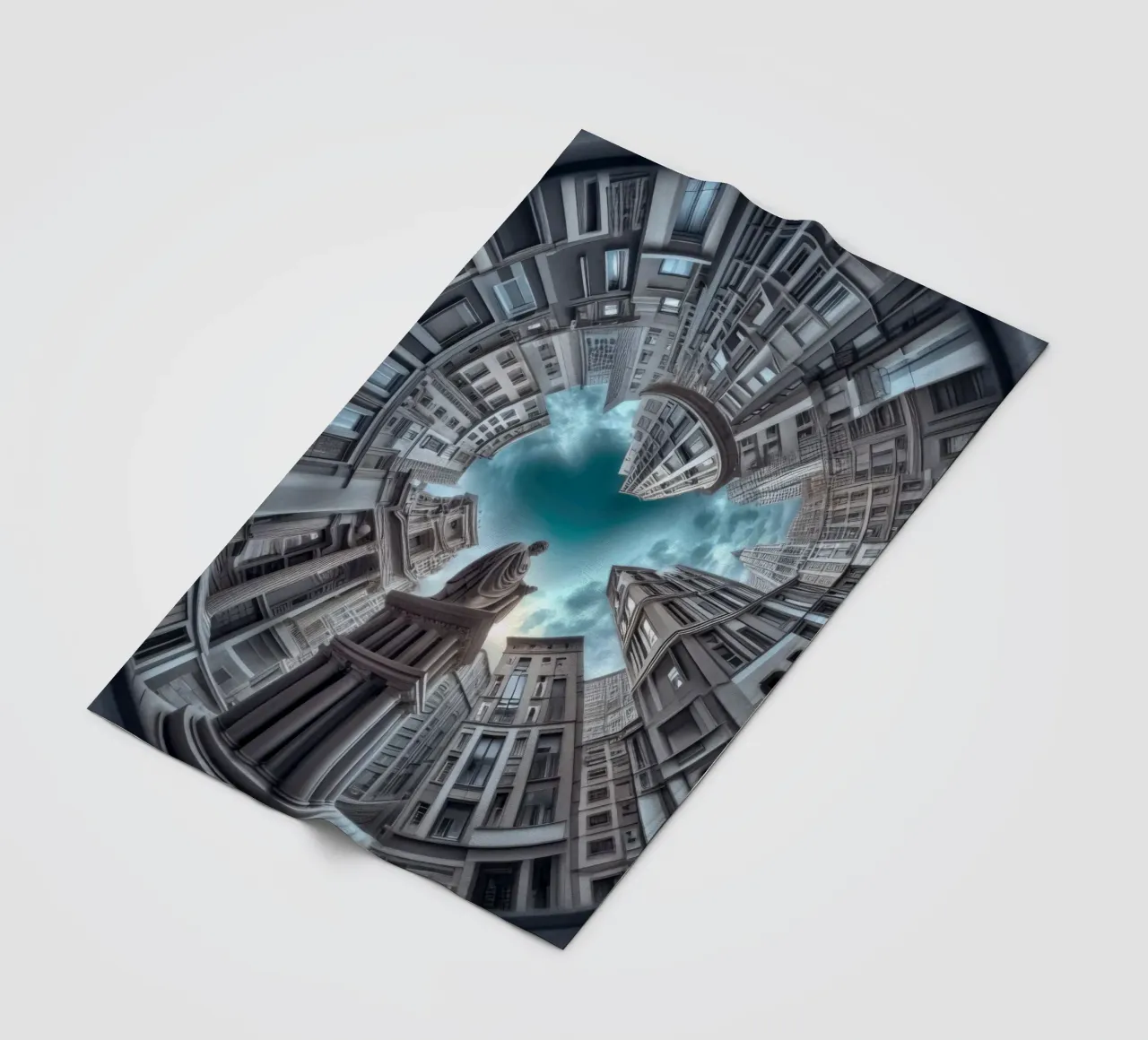 Sphere 063 - Surreal Circular Architecture With Statue coperta in pile da Spheres