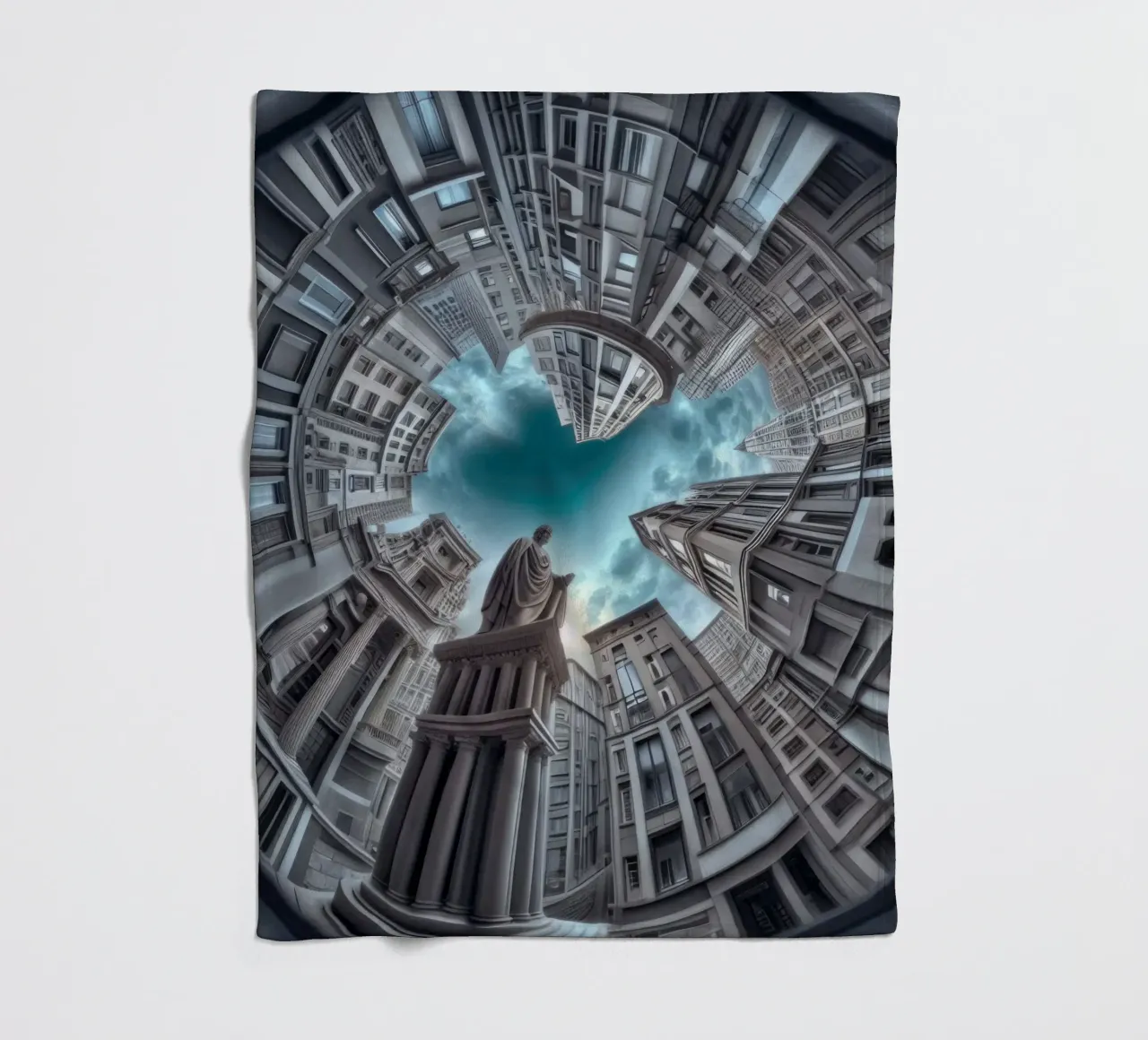 Sphere 063 - Surreal Circular Architecture With Statue coperta in pile da Spheres