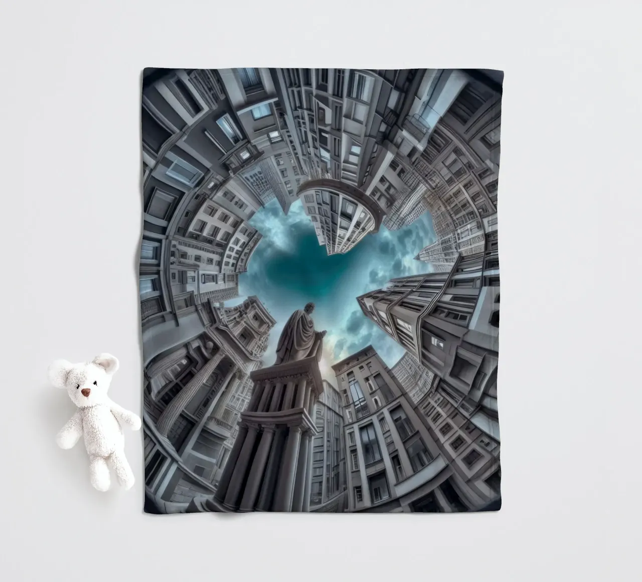 Sphere 063 - Surreal Circular Architecture With Statue coperta in pile da Spheres