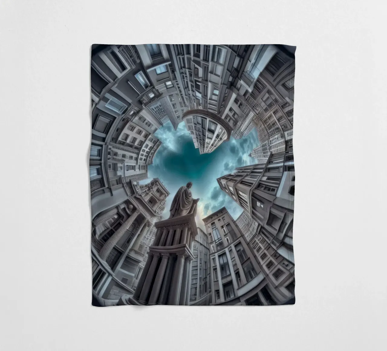 Sphere 063 - Surreal Circular Architecture With Statue coperta in pile da Spheres