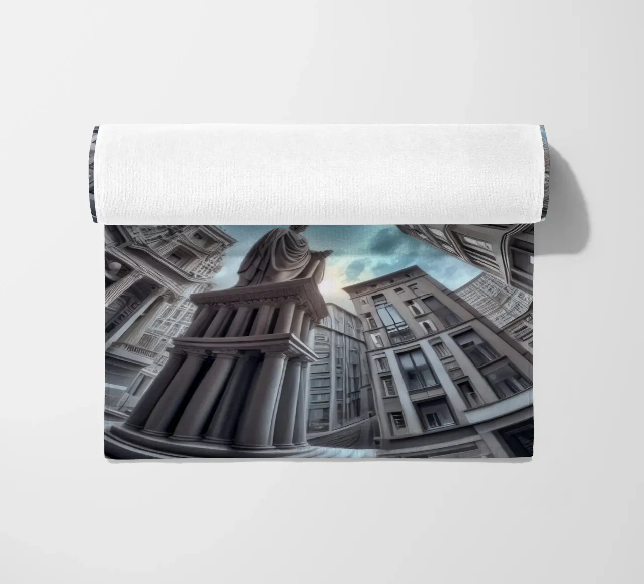 Sphere 063 - Surreal Circular Architecture With Statue Strandtuch von Spheres