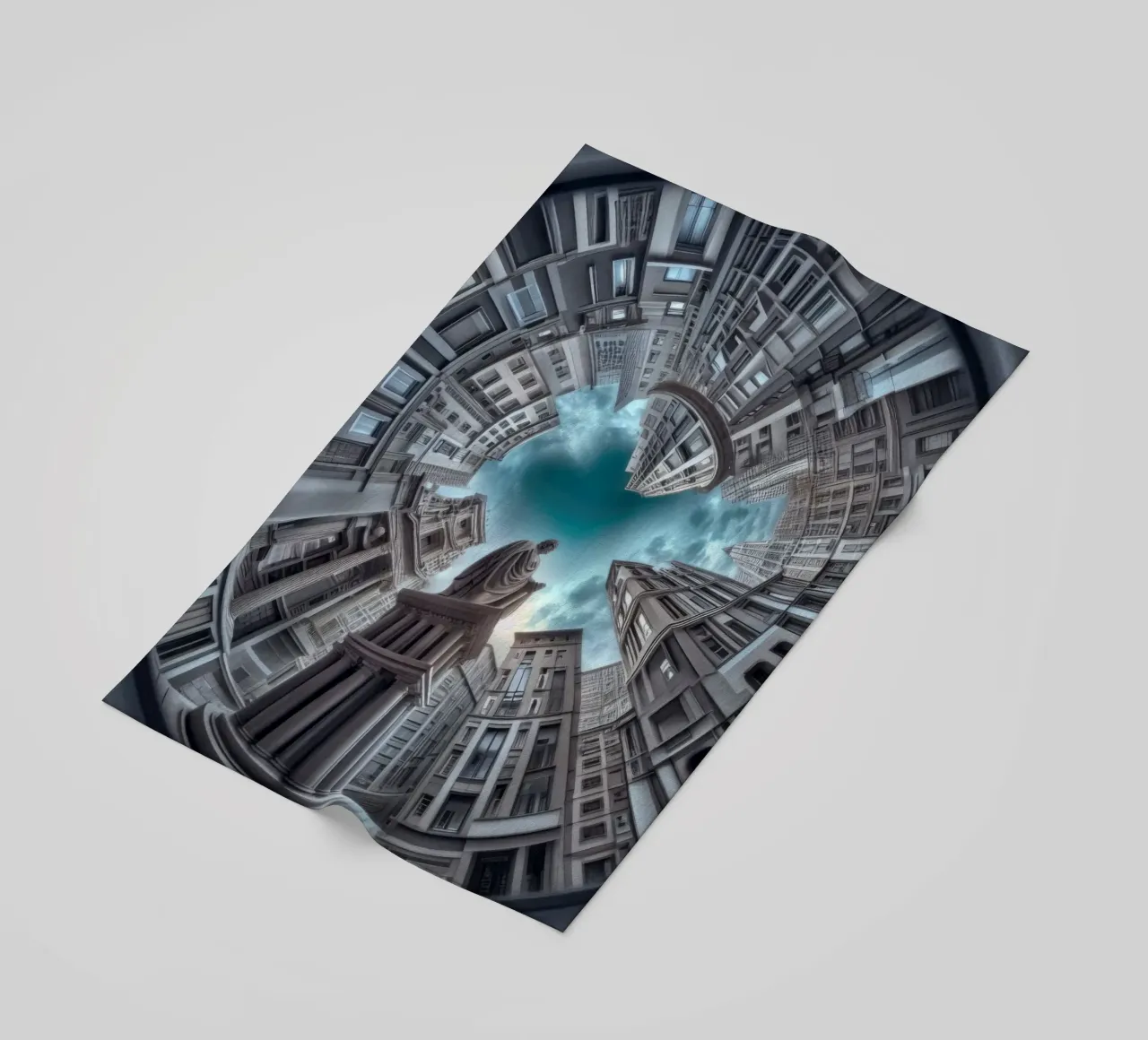 Sphere 063 - Surreal Circular Architecture With Statue Strandtuch von Spheres