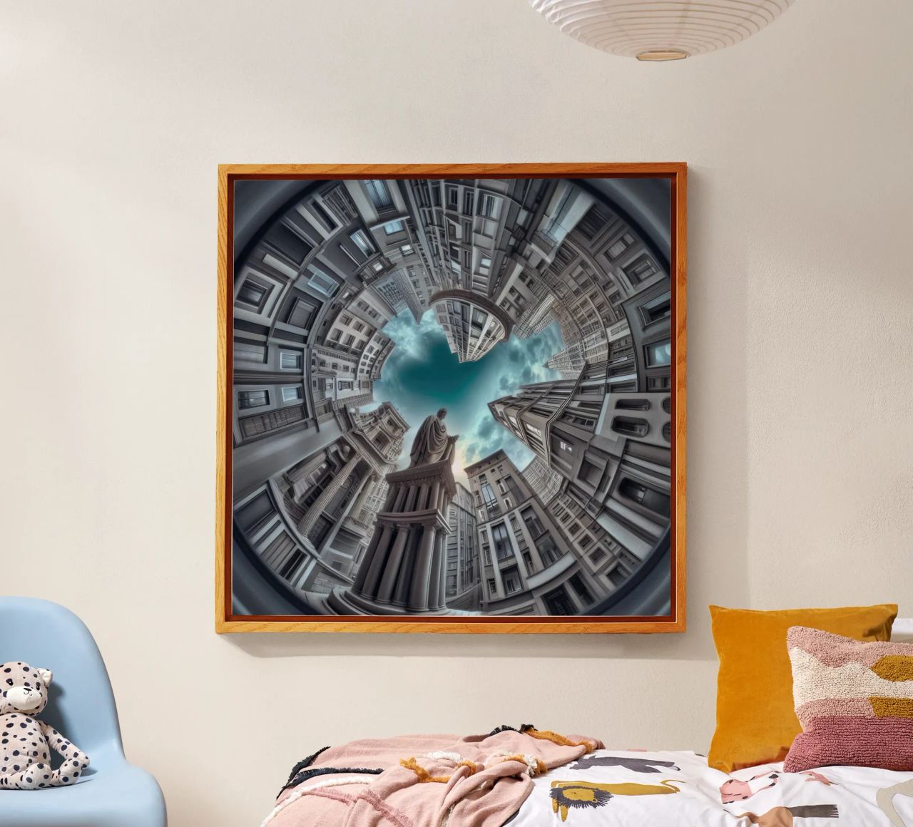 Sphere 063 - Surreal Circular Architecture With Statue plexiglass da Spheres