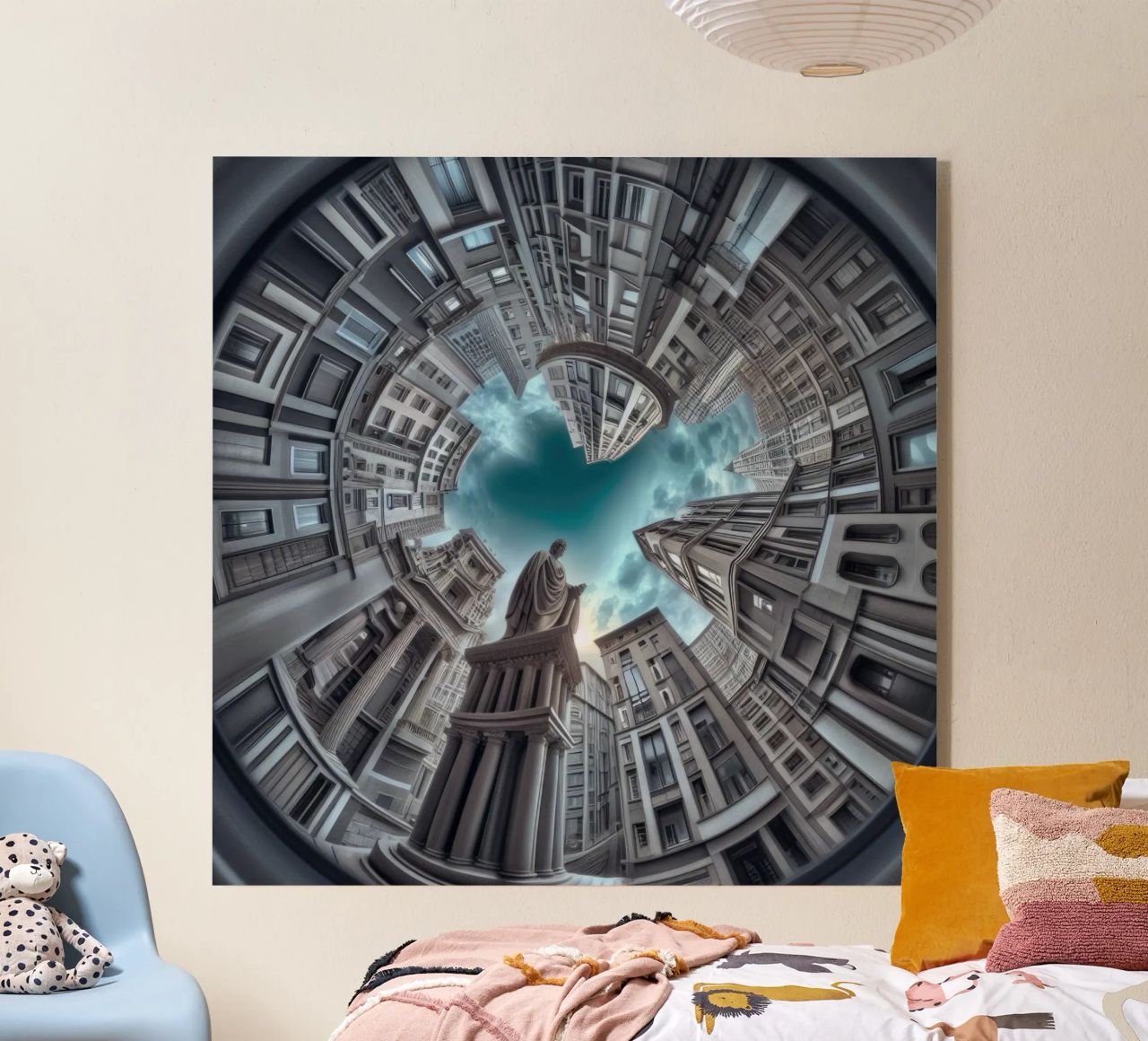 Sphere 063 - Surreal Circular Architecture With Statue plexiglass da Spheres