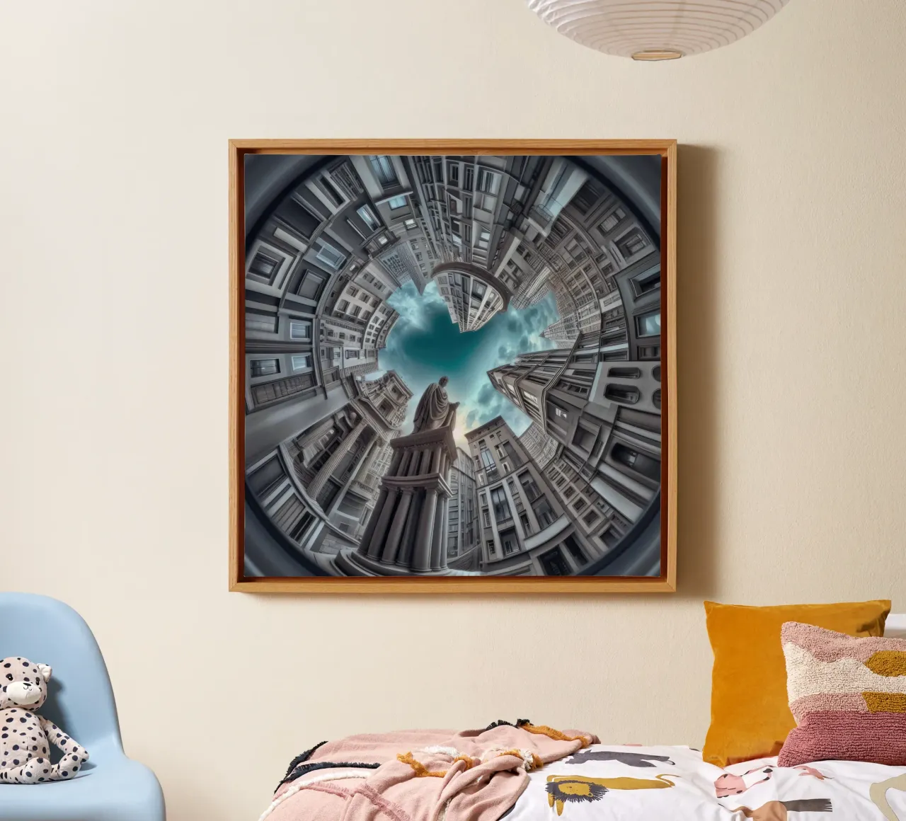 Sphere 063 - Surreal Circular Architecture With Statue toile de Spheres