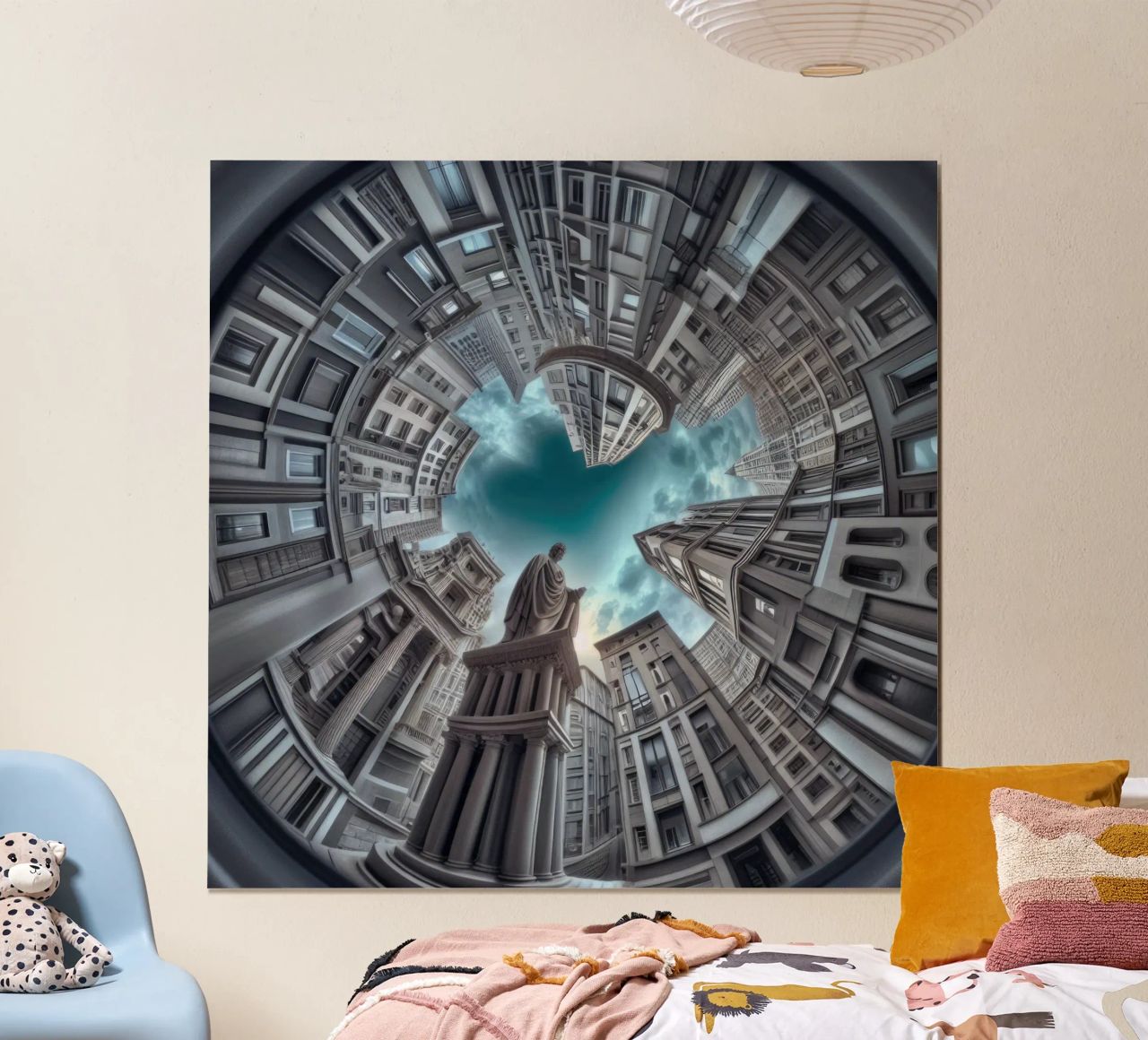 Sphere 063 - Surreal Circular Architecture With Statue poster by Spheres