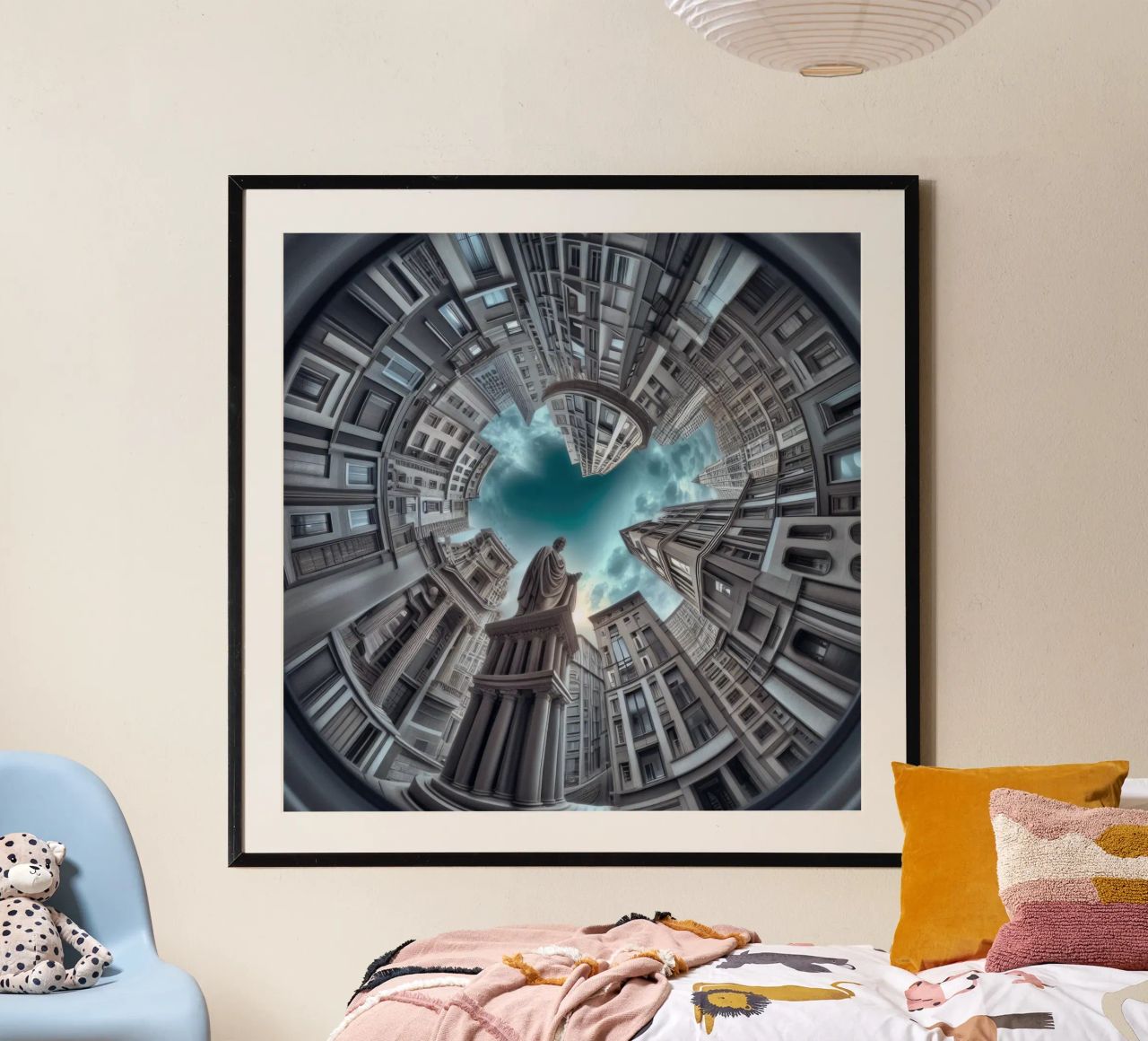 Sphere 063 - Surreal Circular Architecture With Statue poster by Spheres