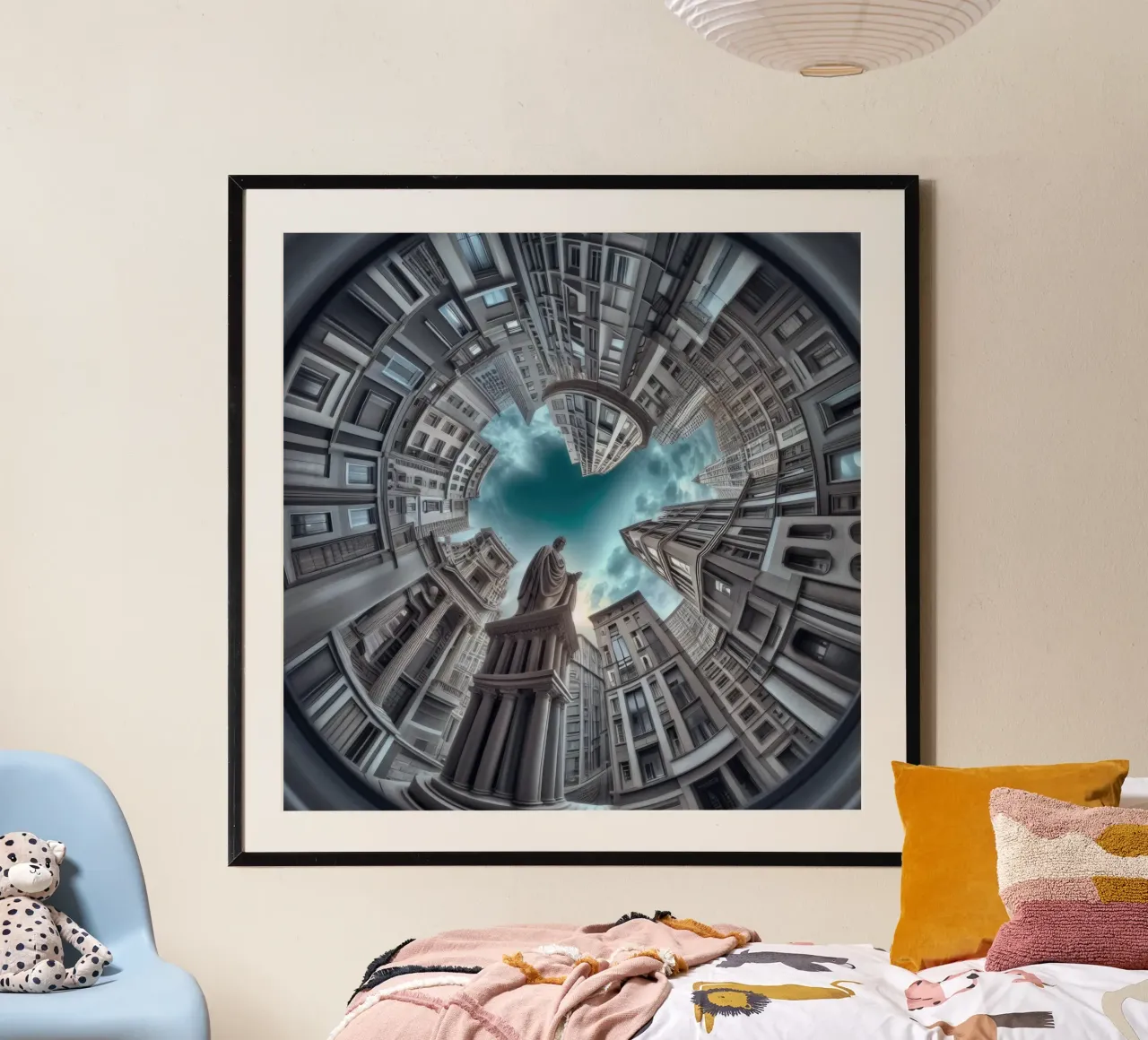 Sphere 063 - Surreal Circular Architecture With Statue poster de Spheres
