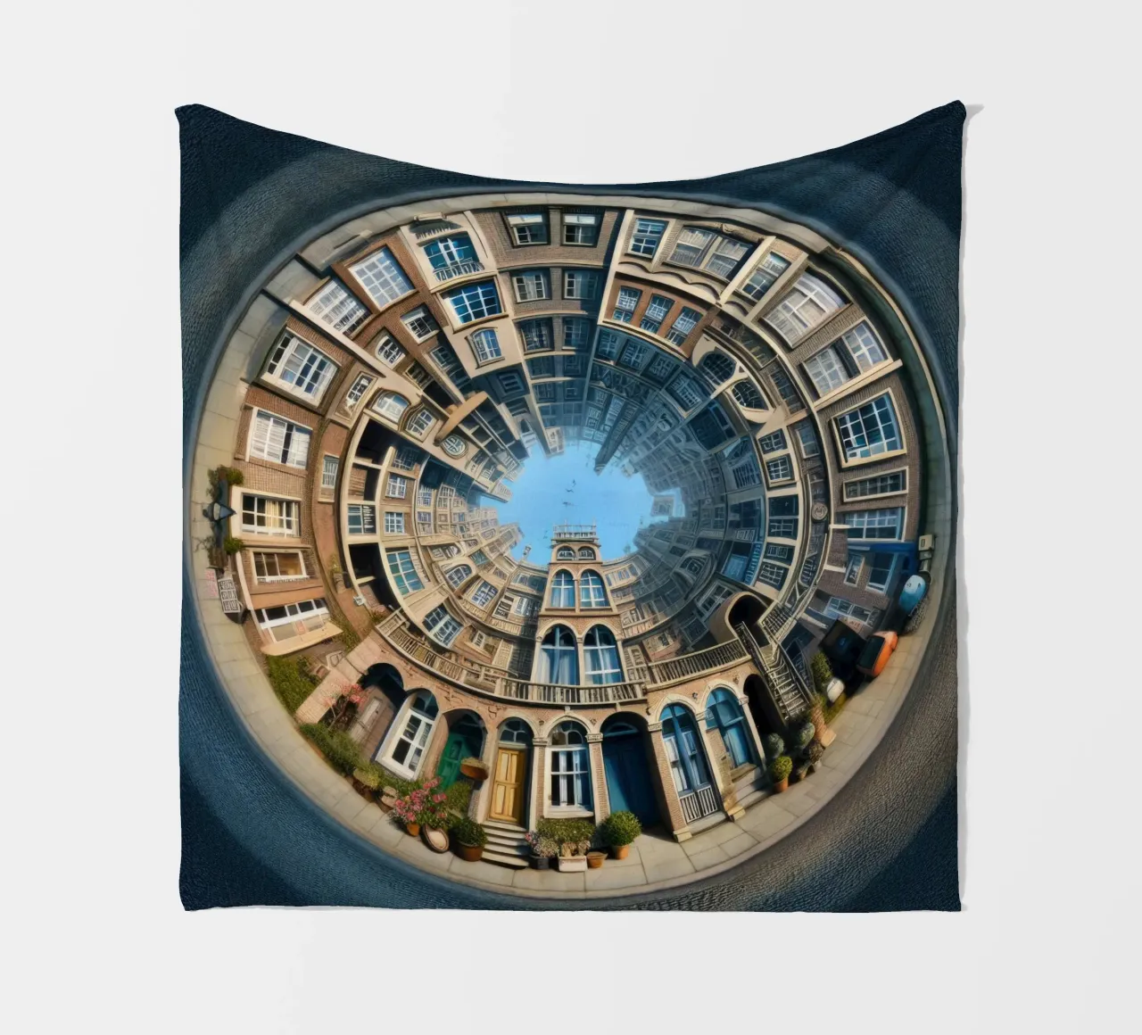 Sphere 064 - Circular Brick Architecture fleece blanket by Spheres