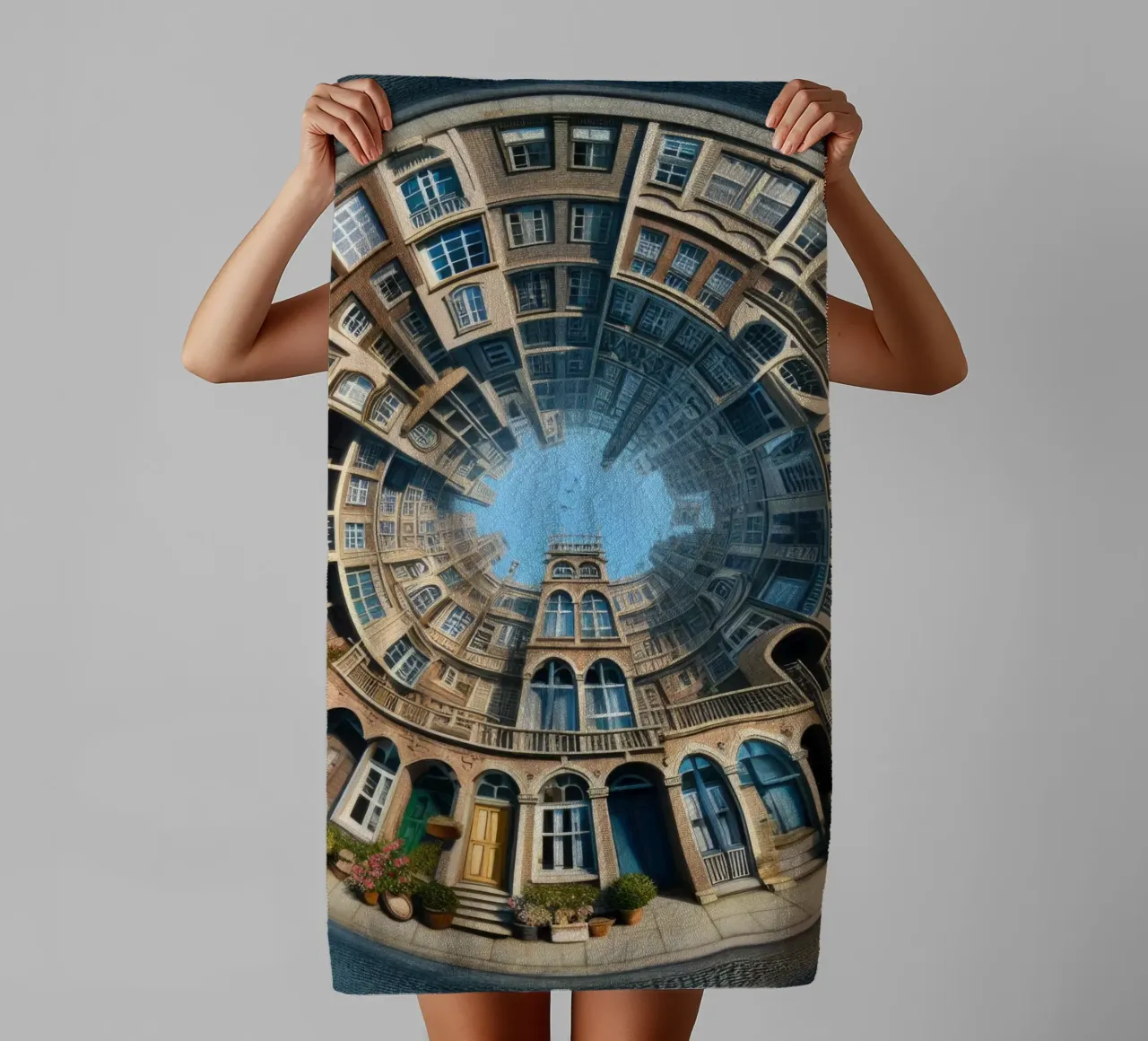 Sphere 064 - Circular Brick Architecture towel by Spheres