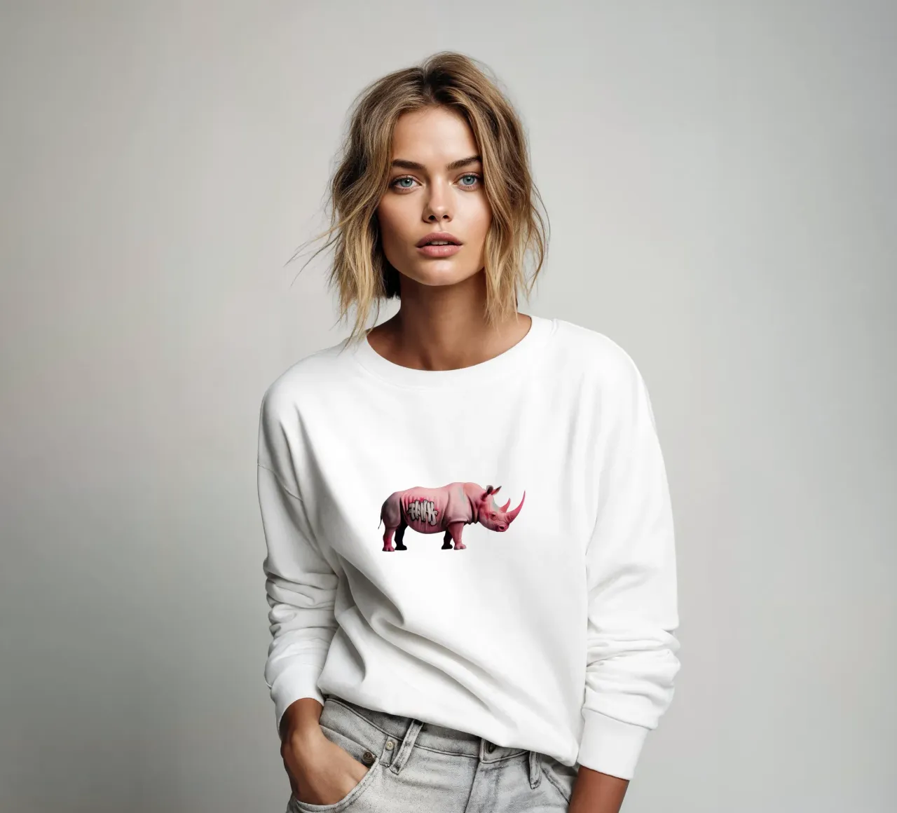Rhino felpa da Art Unleashed